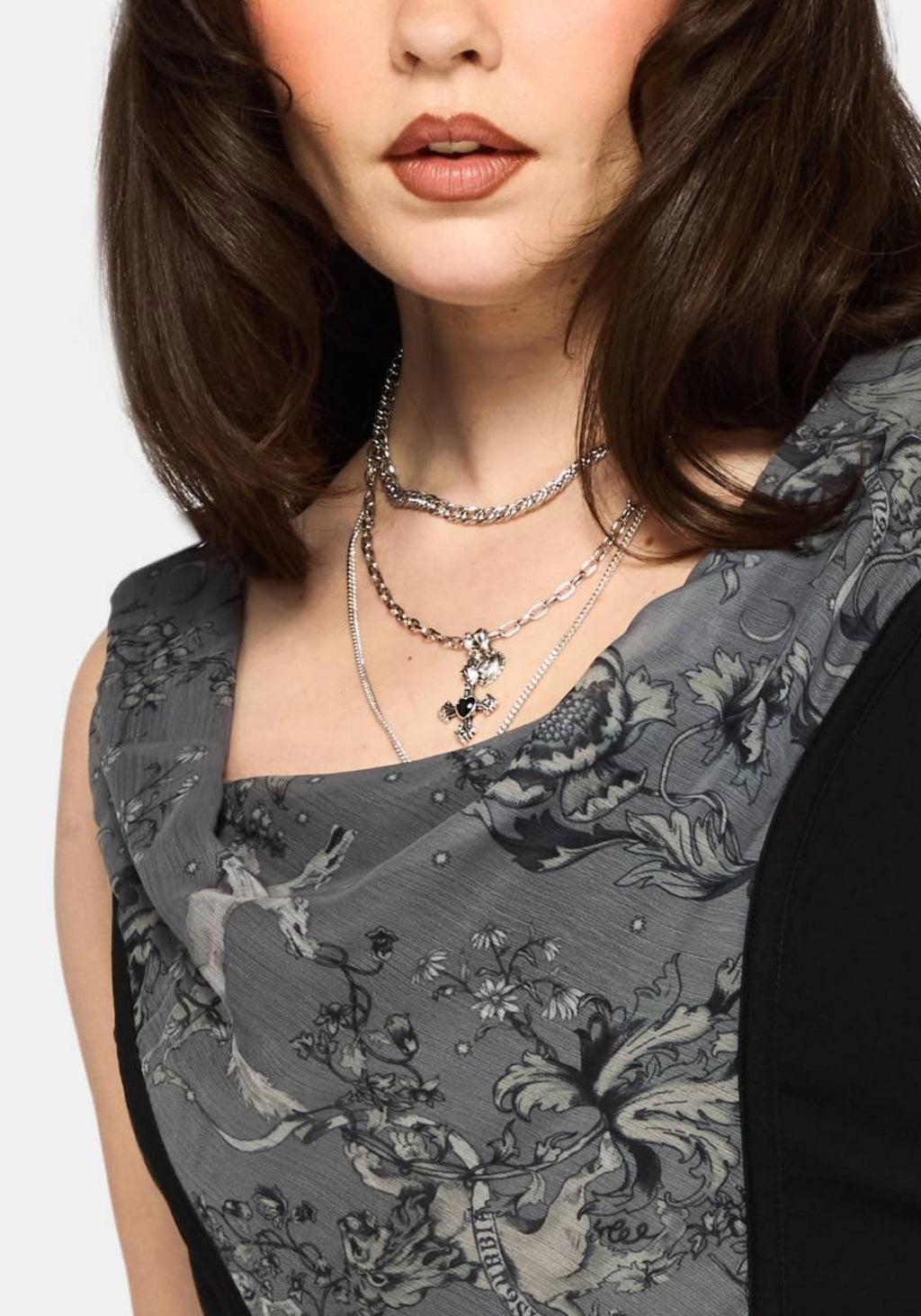 Merunicorn Enchanted Forest Grey Chiffon Wrap Top Product Image