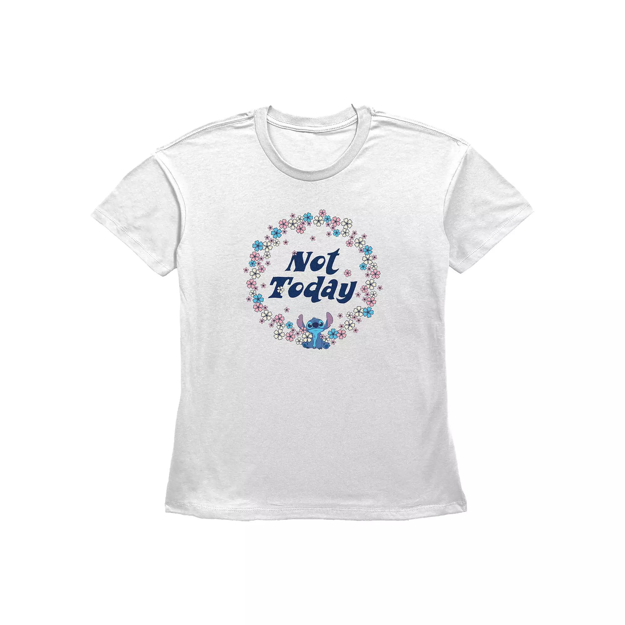 Disney's Lilo & Stitch Not Today Floral Wreath Women's Graphic Tee,  Product Image
