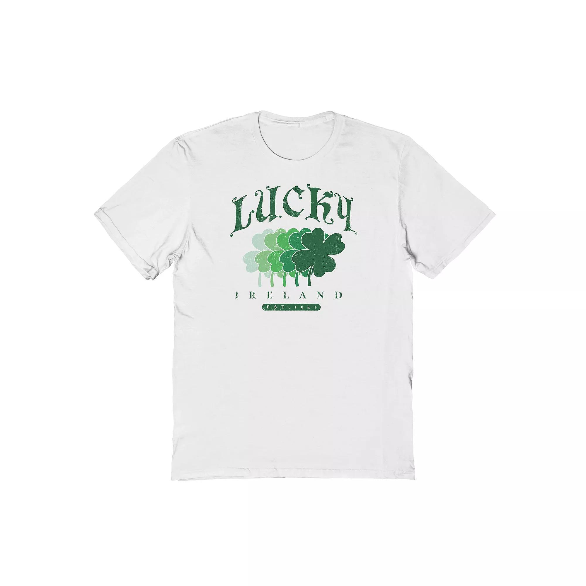 Men's St Patrick's Day Lucky Ireland Graphic Tee, Size: XXL, White Product Image