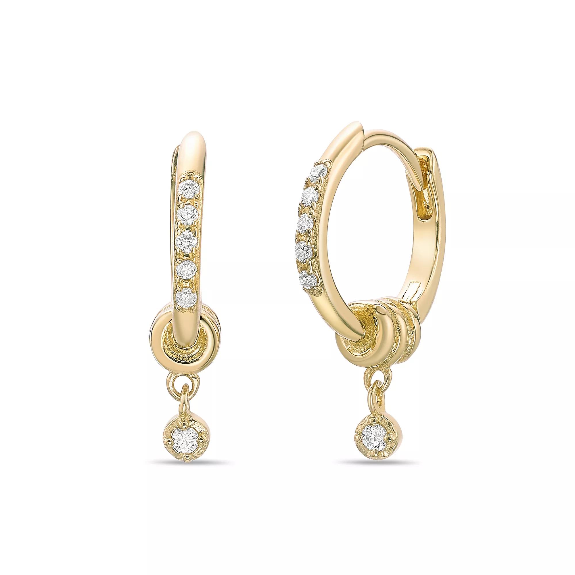 Gemminded 18k Gold Over Silver Lab-Created Diamond Accent Hoop with Pendant Earrings, Women's, Gold Tone Product Image