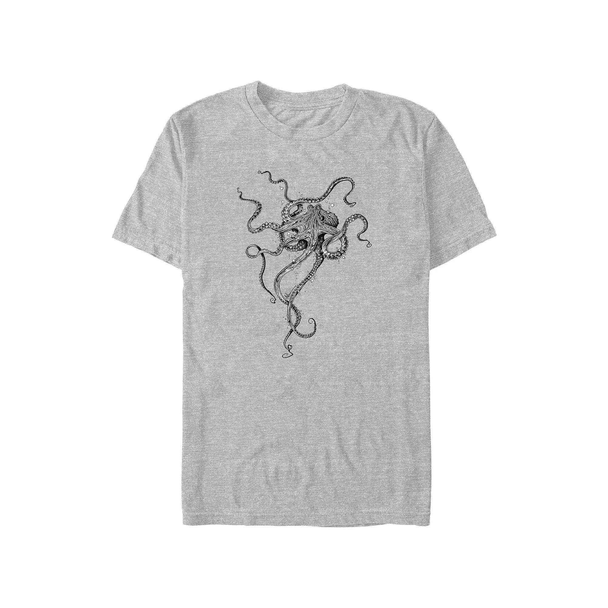 Big & Tall Octopus Draw Graphic Tee, Men's, Size: XXL Tall, Athletic Grey Product Image