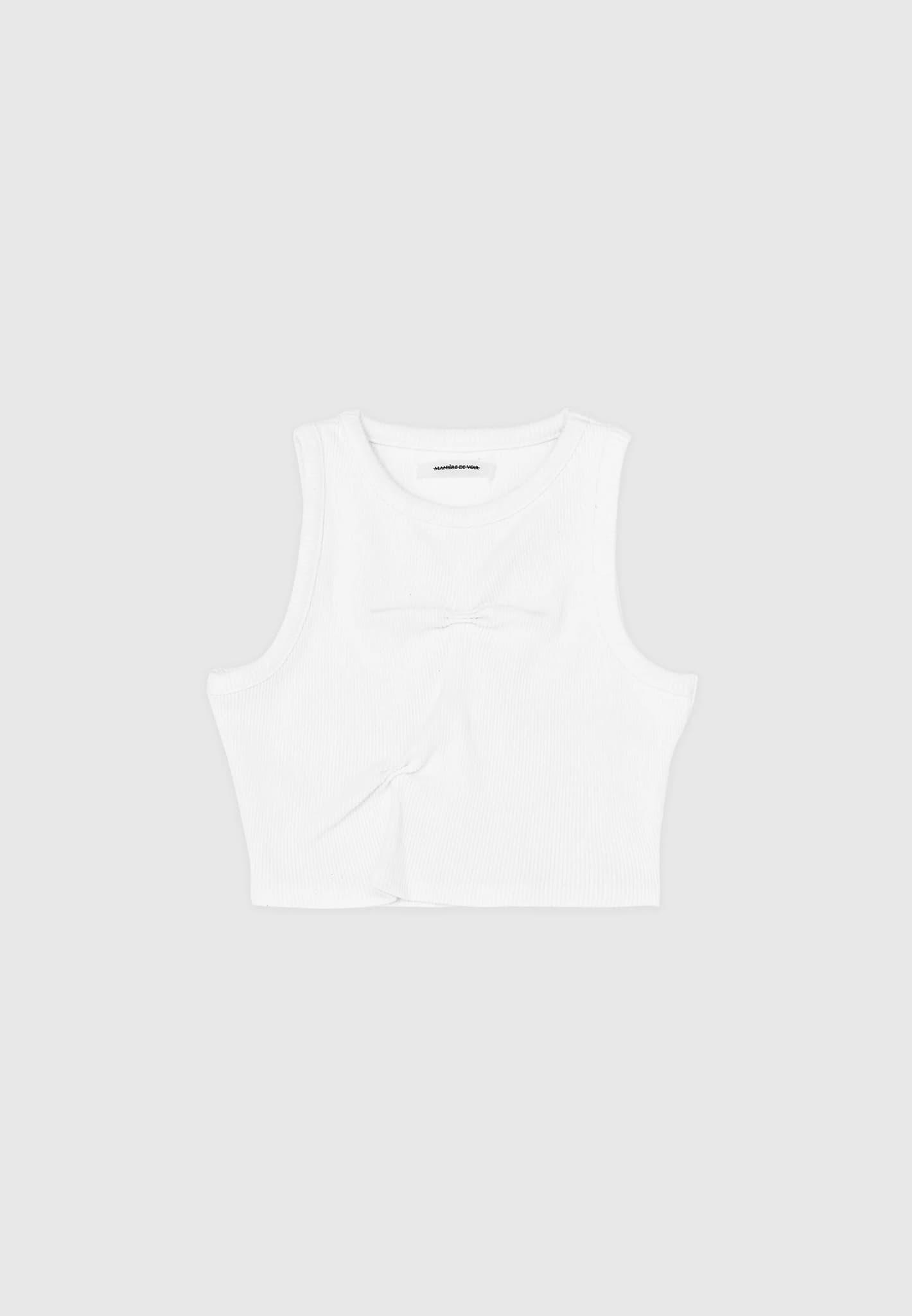 Tacked Ribbed Crop Top - White Female Product Image
