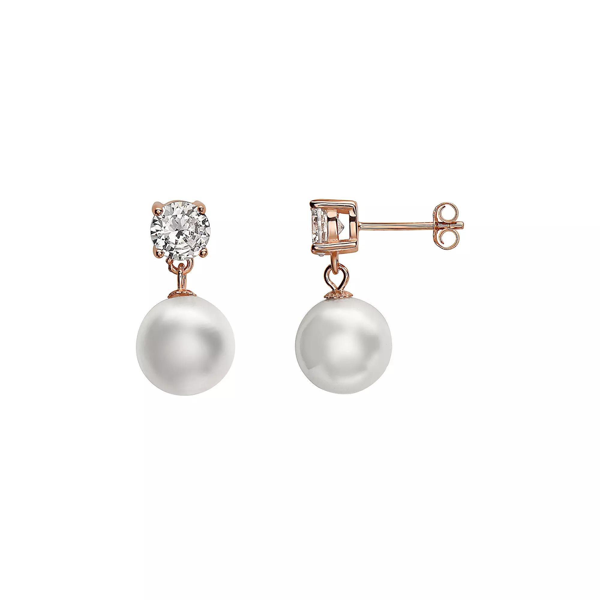 18k Gold Over Silver Freshwater Cultured Pearl Drop Earrings, Womens, Pink Tone Product Image