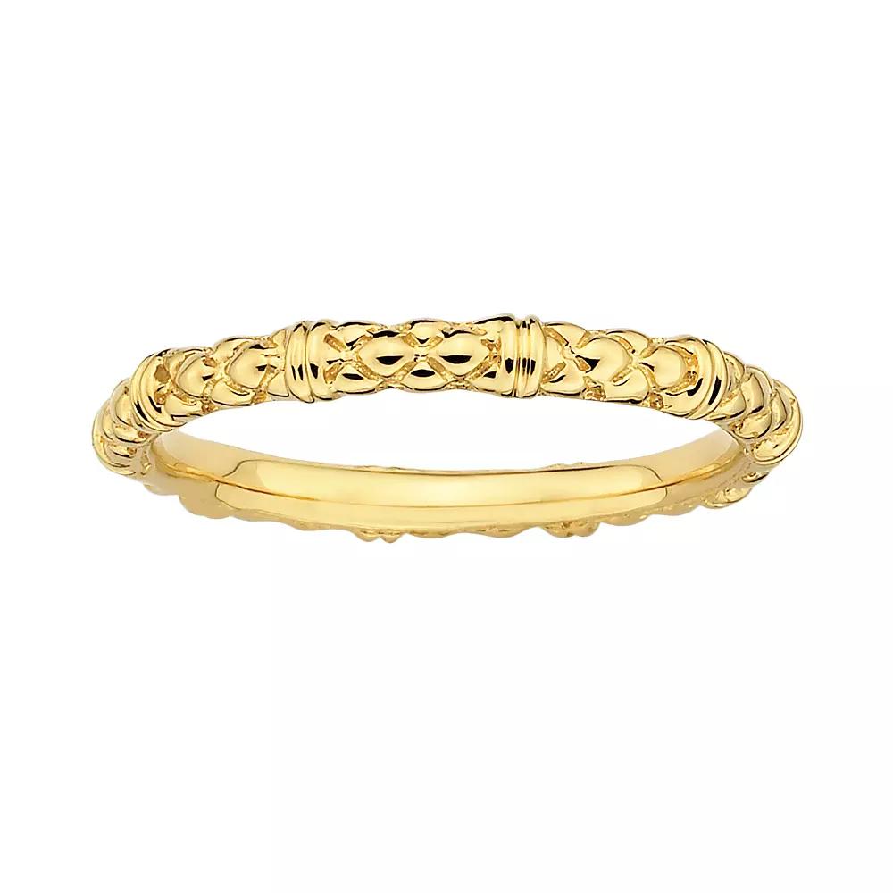 Stacks & Stones 18k Gold Over Silver Textured Stack Ring, Women's Product Image