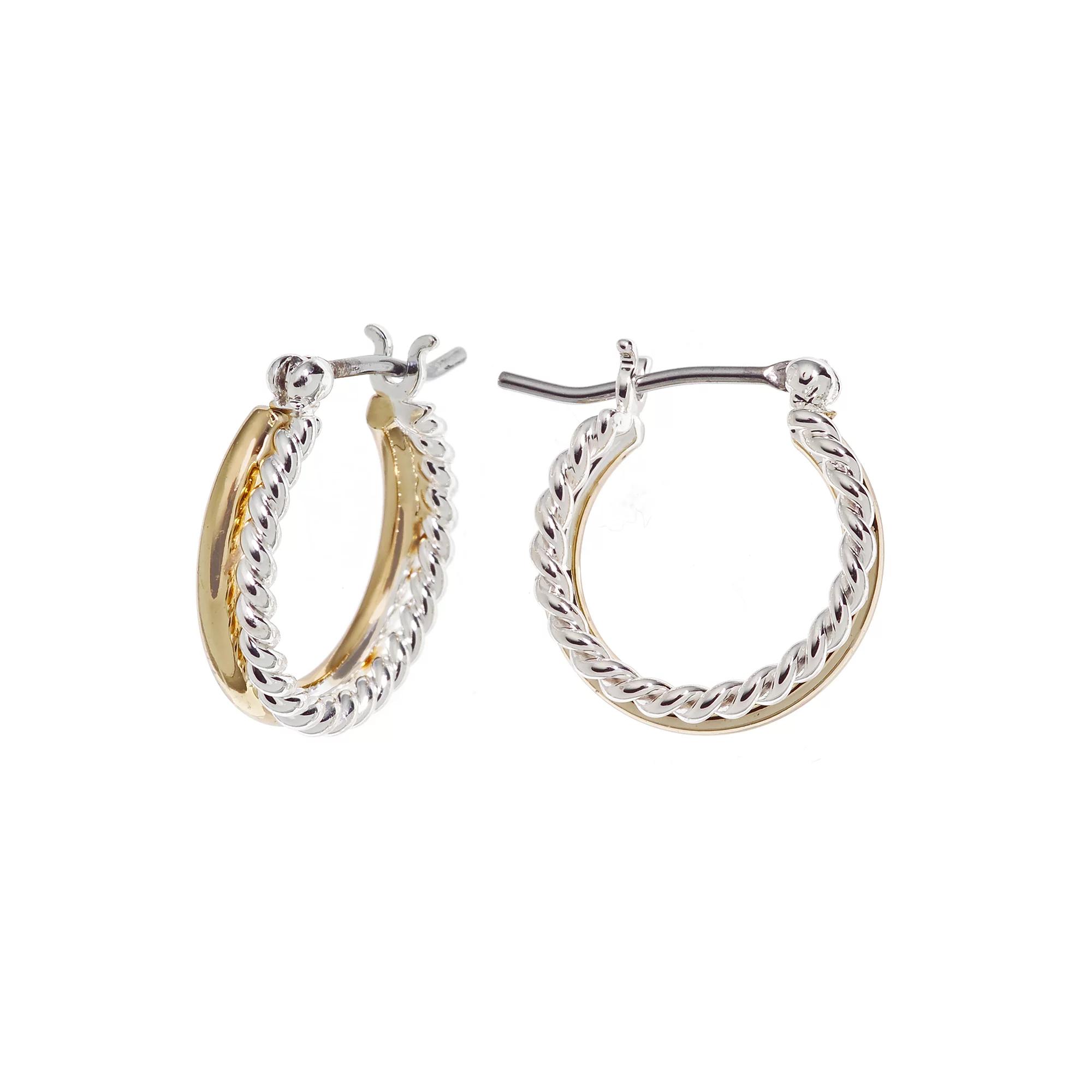 Napier® Two Tone Double Hoop Earrings, Women's Product Image