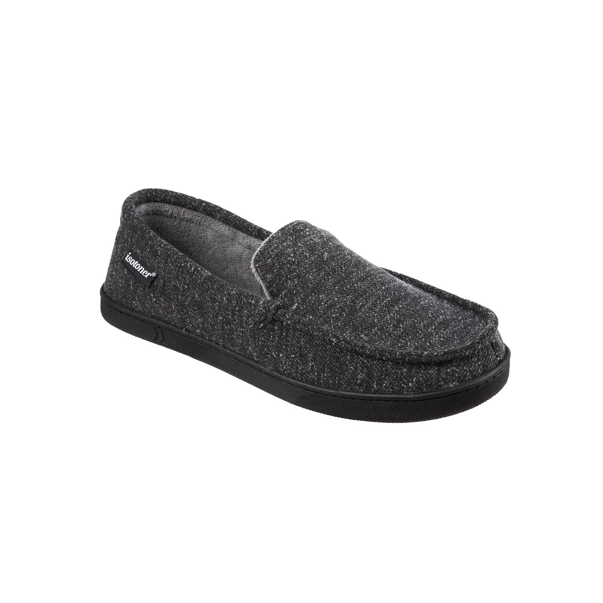 isotoner Preston Heather Knit Men's Moccasin Slippers, Size: XL, Blue Product Image