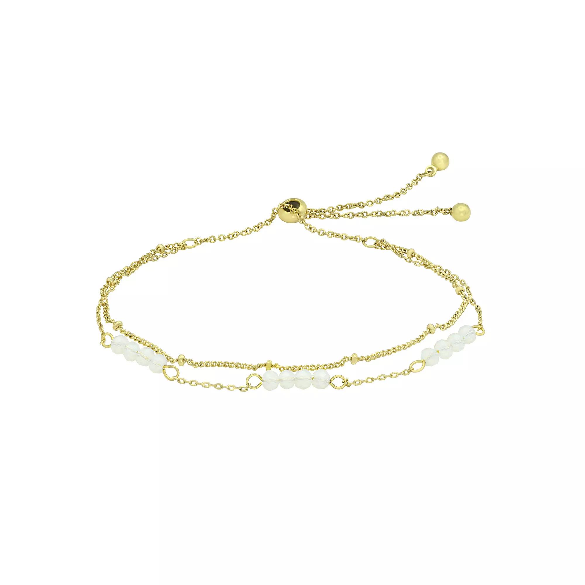 City Luxe Gold Tone Crystal Birthstone Double Strand Adjustable Bracelet, Women's, Size: 4-10" ADJ, October Gold Tone Product Image