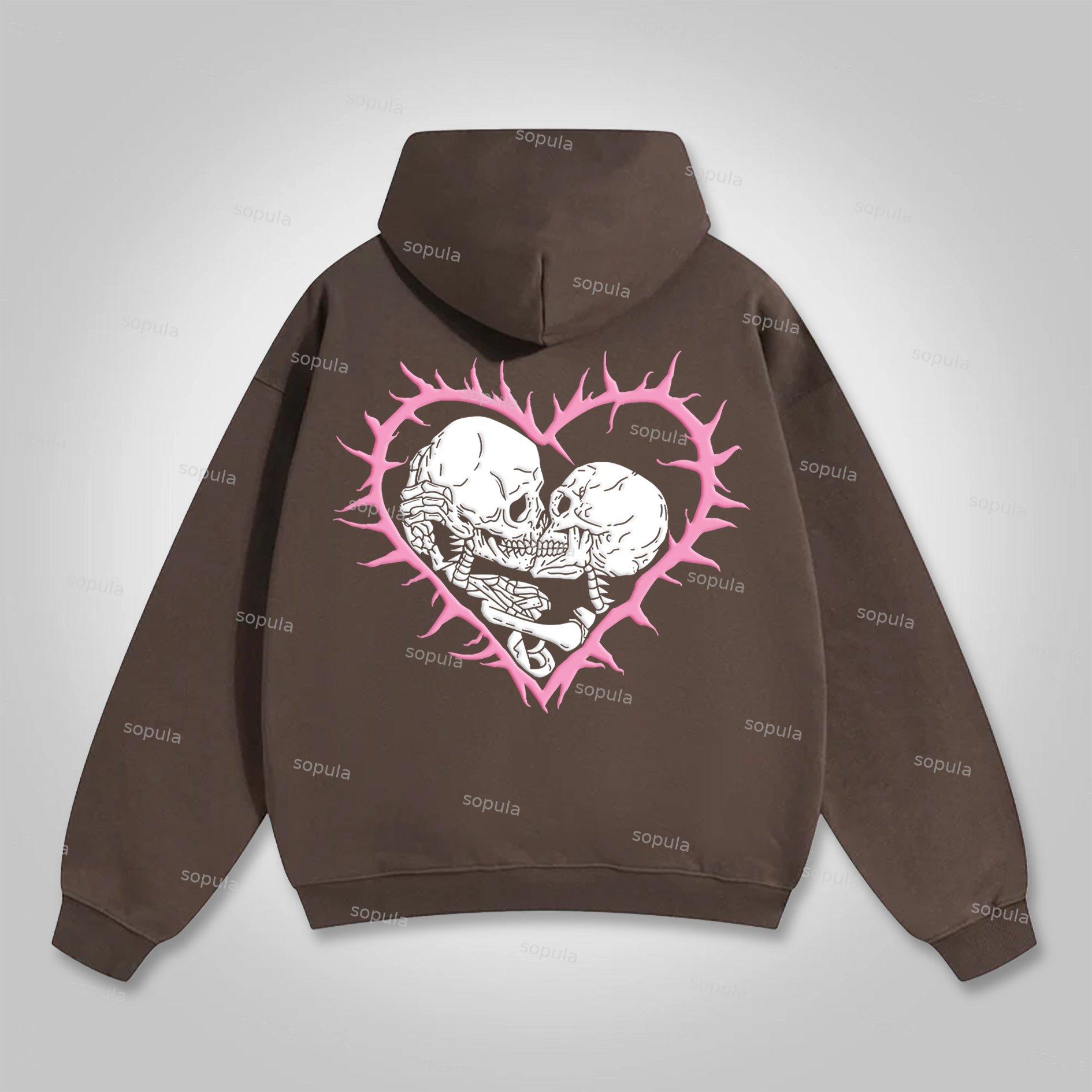 Sopula Til Death Do Us Part Graphic Skull Heart Pocket Hoodie Product Image