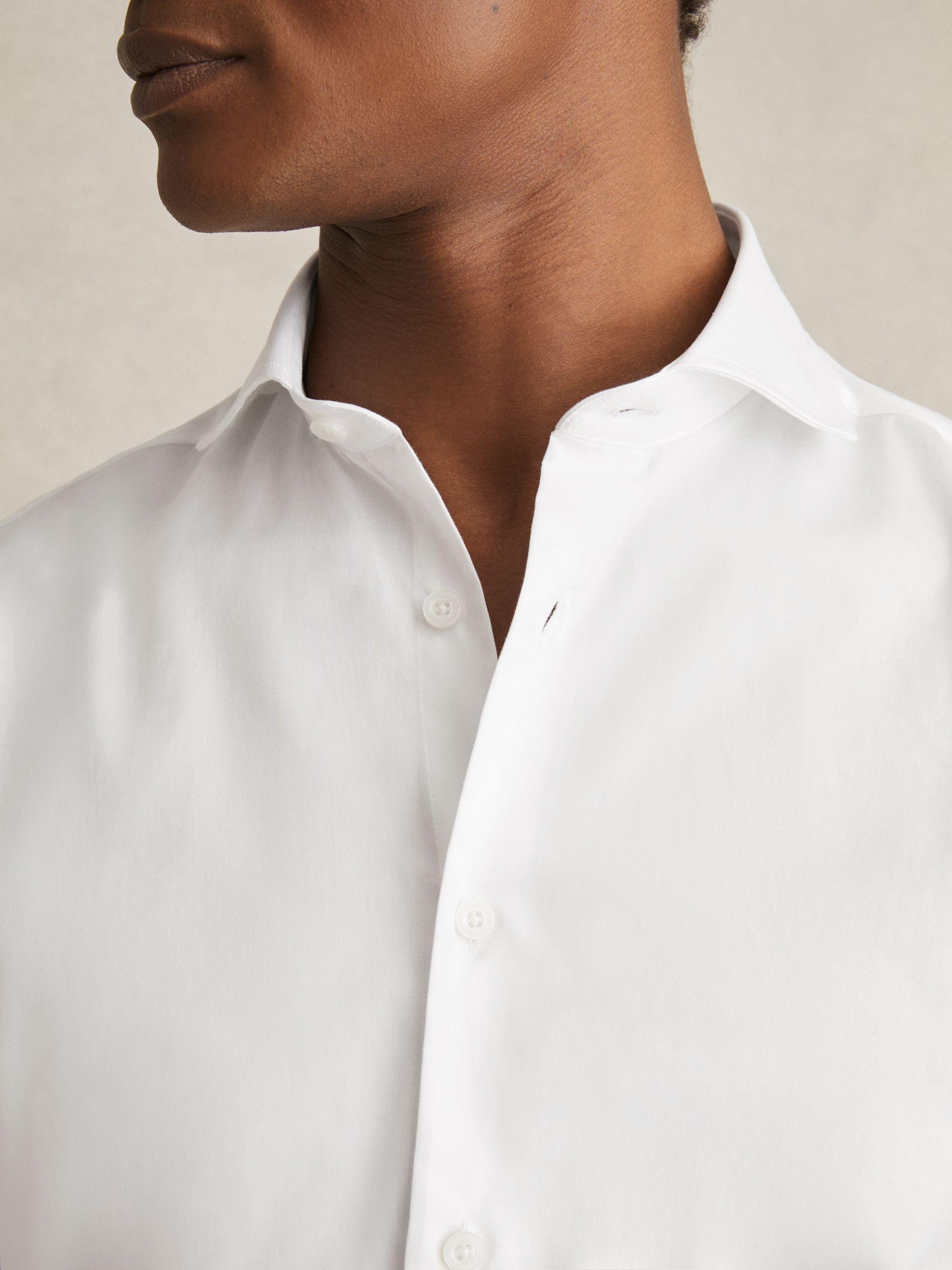 Double-Cuff Two-Fold Cotton Shirt in White Product Image