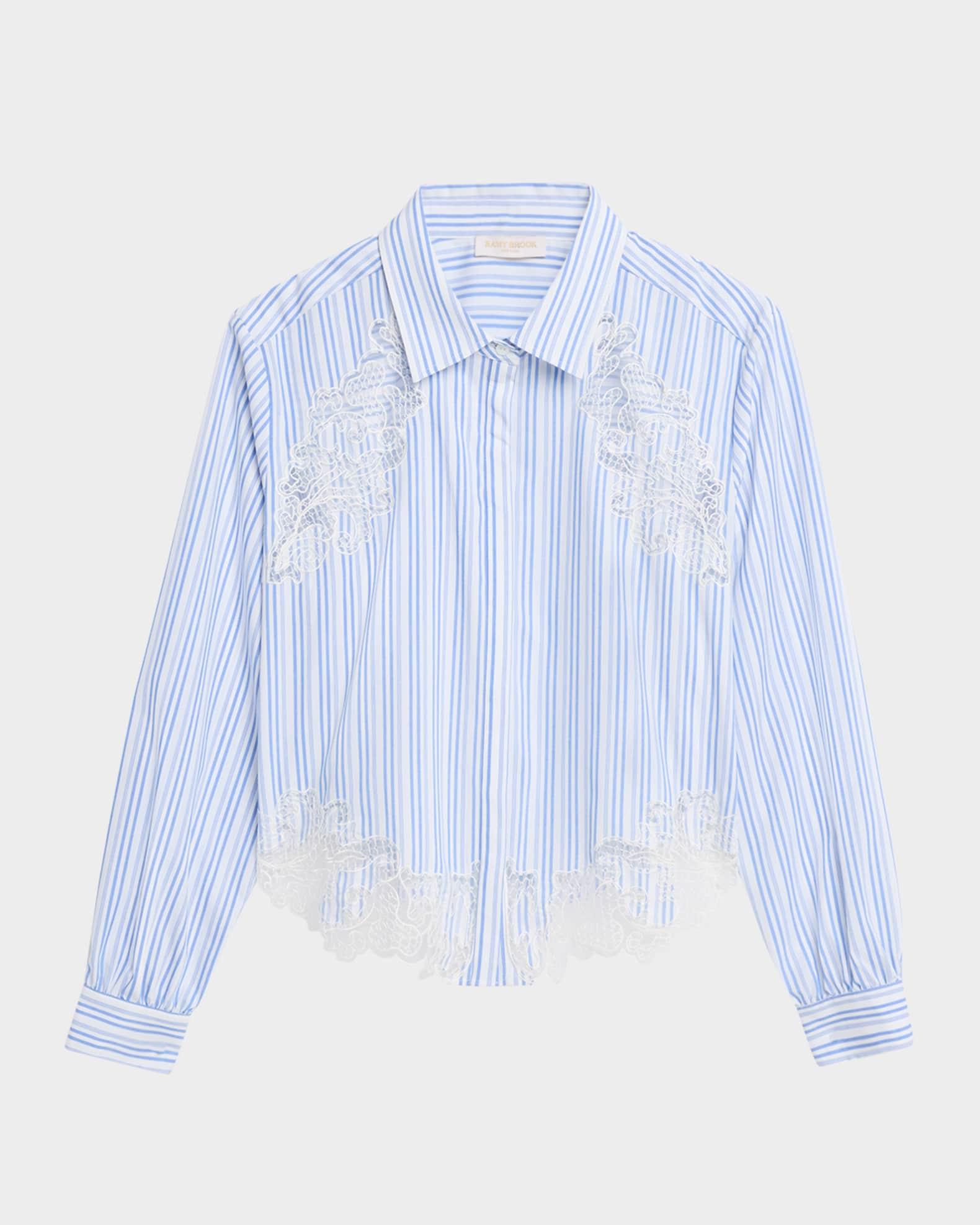 Gia Striped Embroidered Button-Front Shirt Product Image