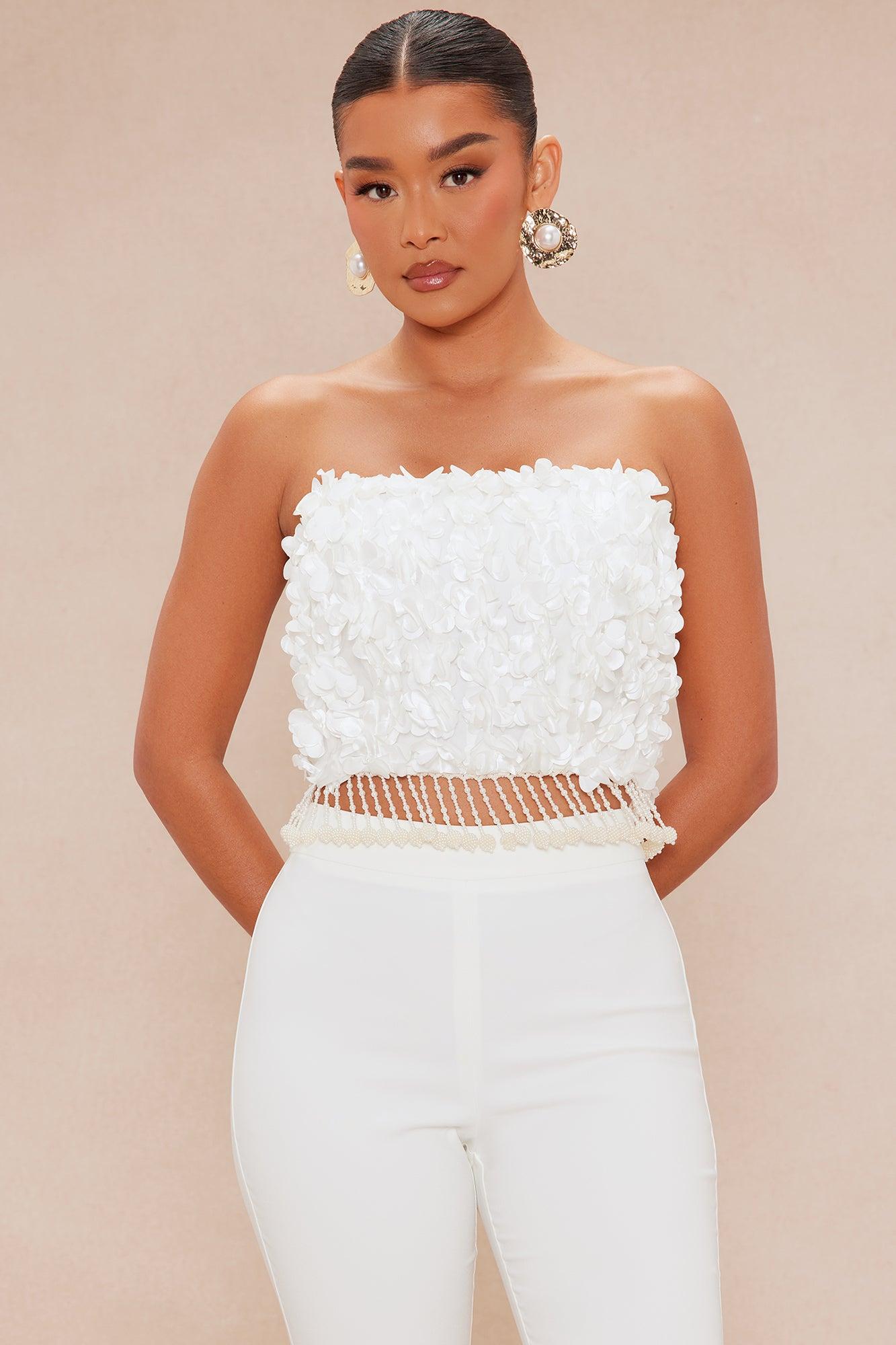 Emily Floral Flare Pant Set - Off White Product Image