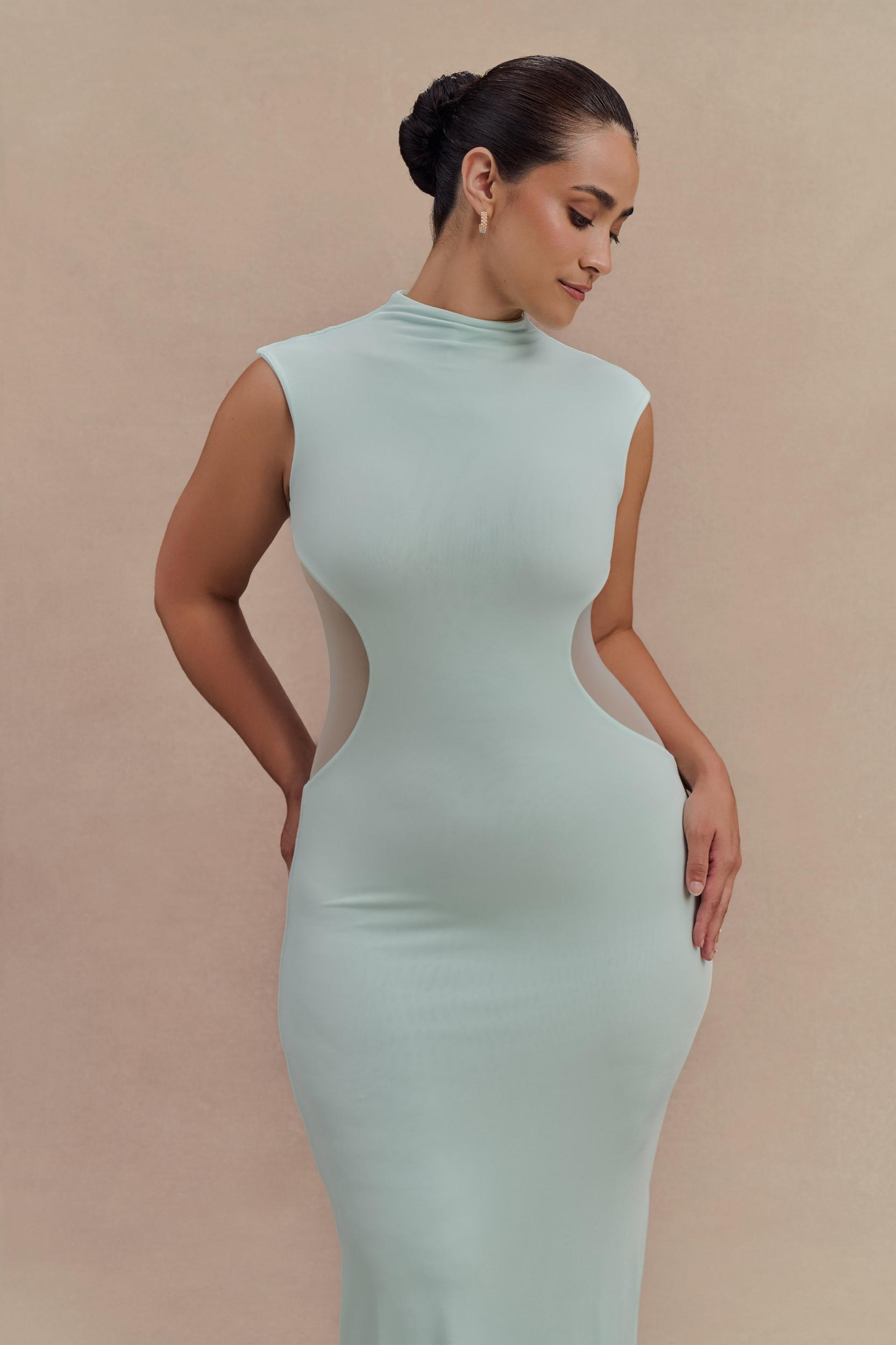 Massie Slinky And Mesh Maxi Dress - Lagoon Product Image