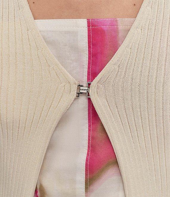 DKNY by Donna Karan Ribbed Knit Short Sleeve Cardigan Product Image