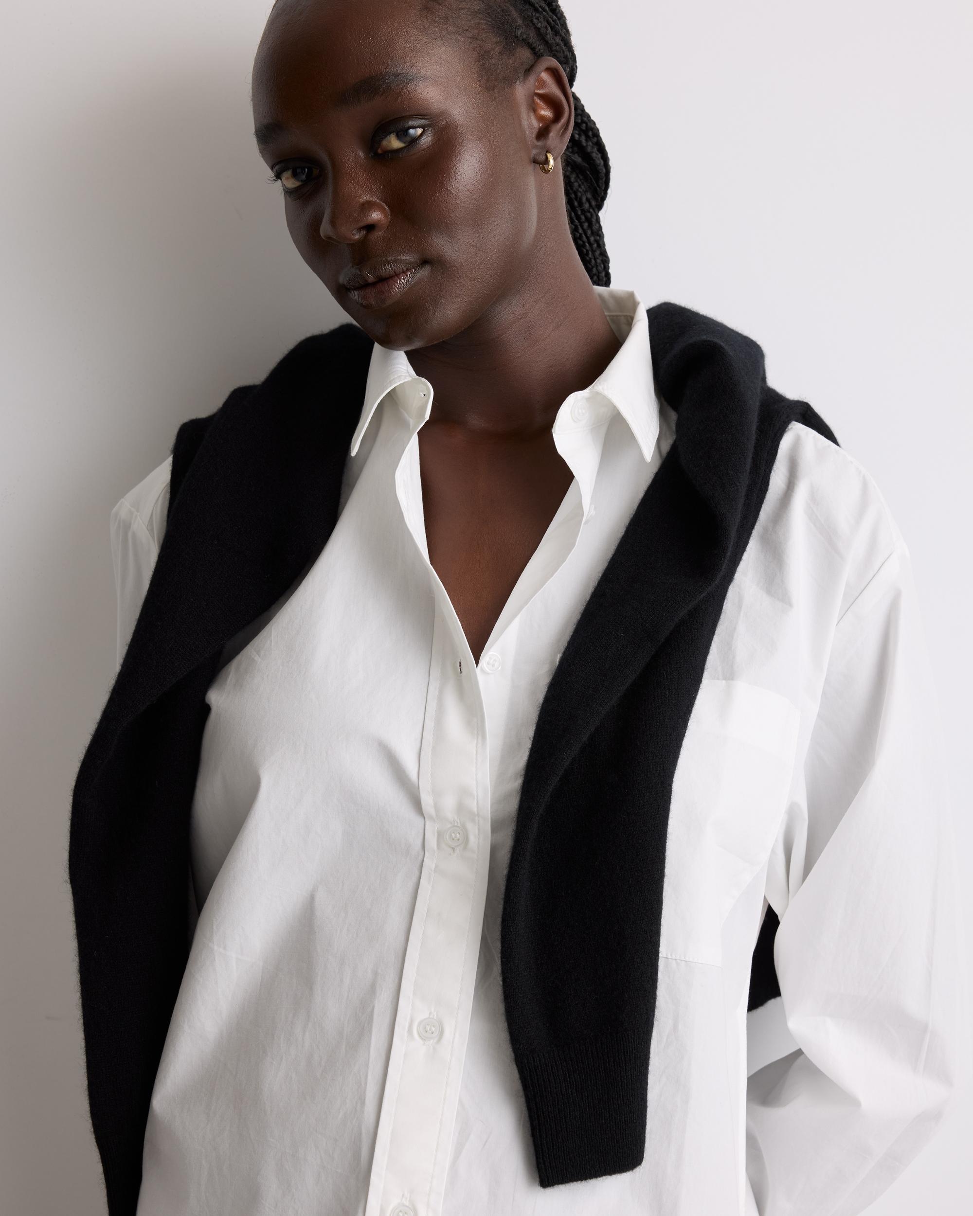 Quince | Women's Poplin Cropped Long Sleeve Shirt Organic Cotton Product Image