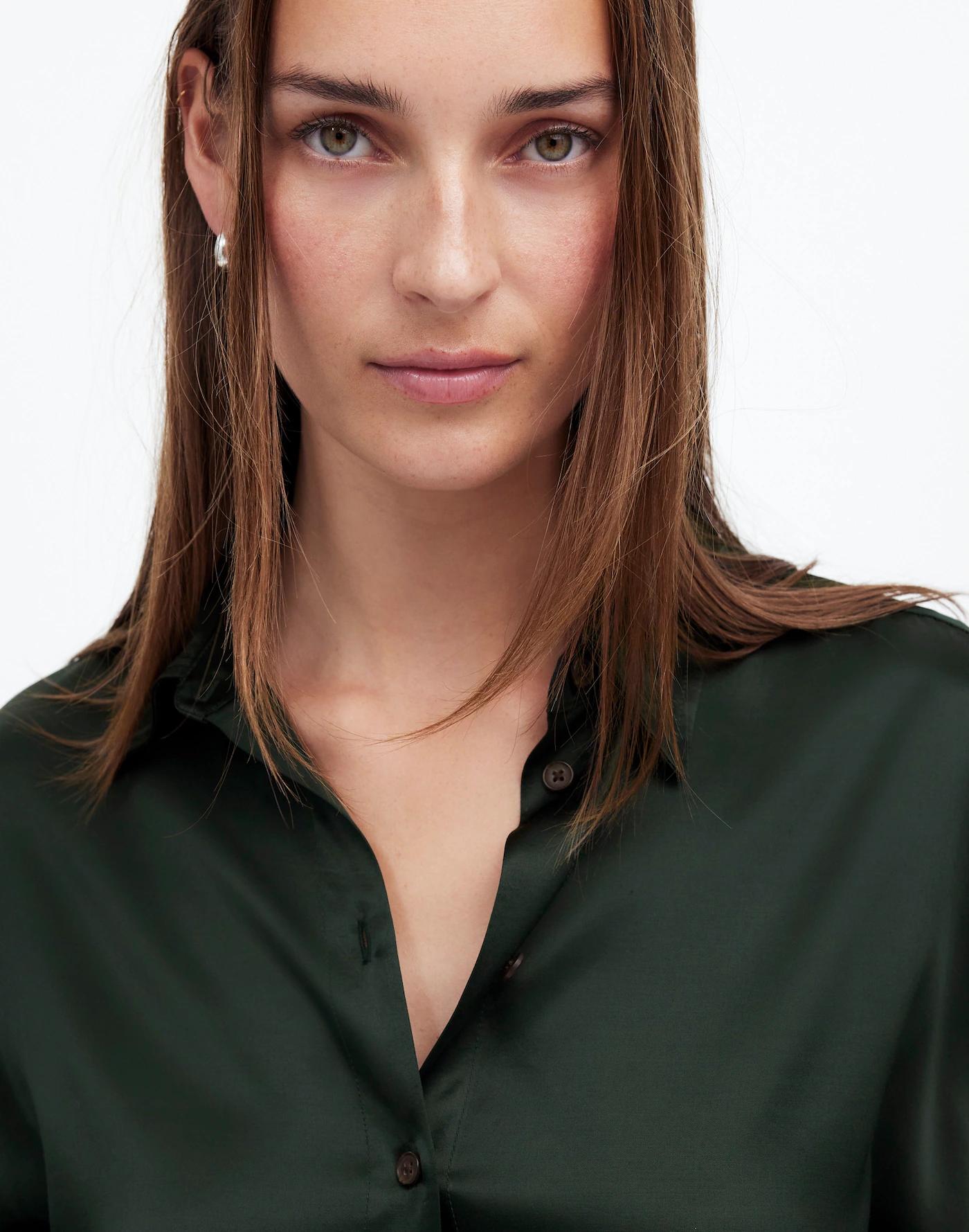 Relaxed Dolman Button-Up Shirt in Satin Product Image