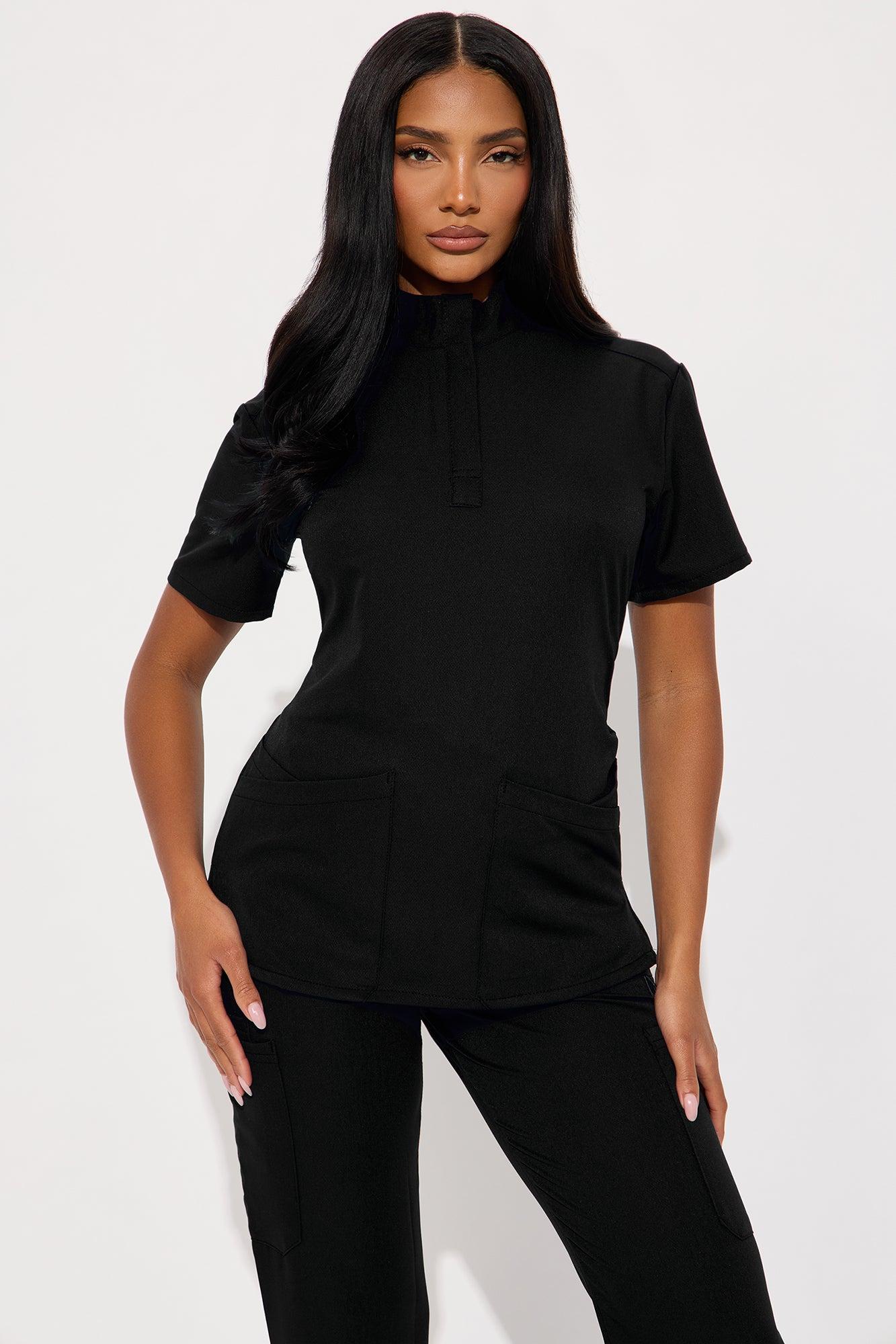 Ready For Anything 4 Way Stretch Uniform Scrub Pant Set  - Black Product Image