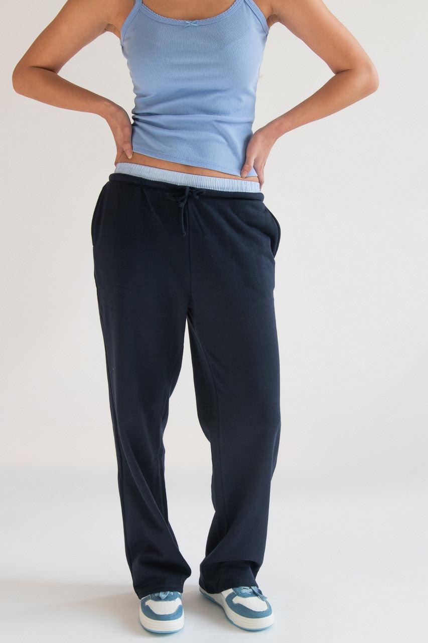 Boxer Waistband Wide Leg Sweatpants Product Image