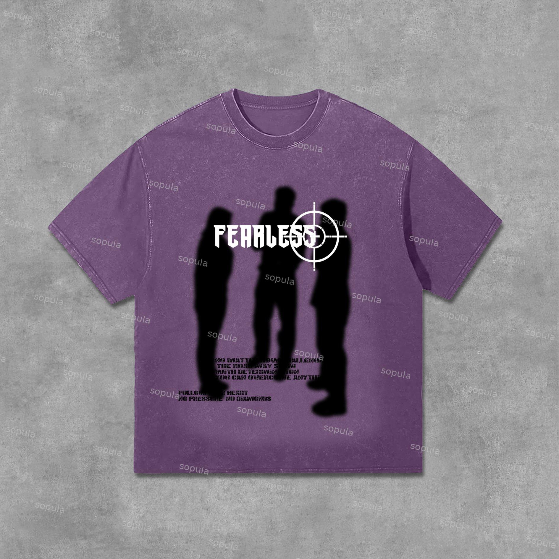 Sopula Fearless Blurred Street Portrait Graphic Print Acid Washed T-Shirt Product Image