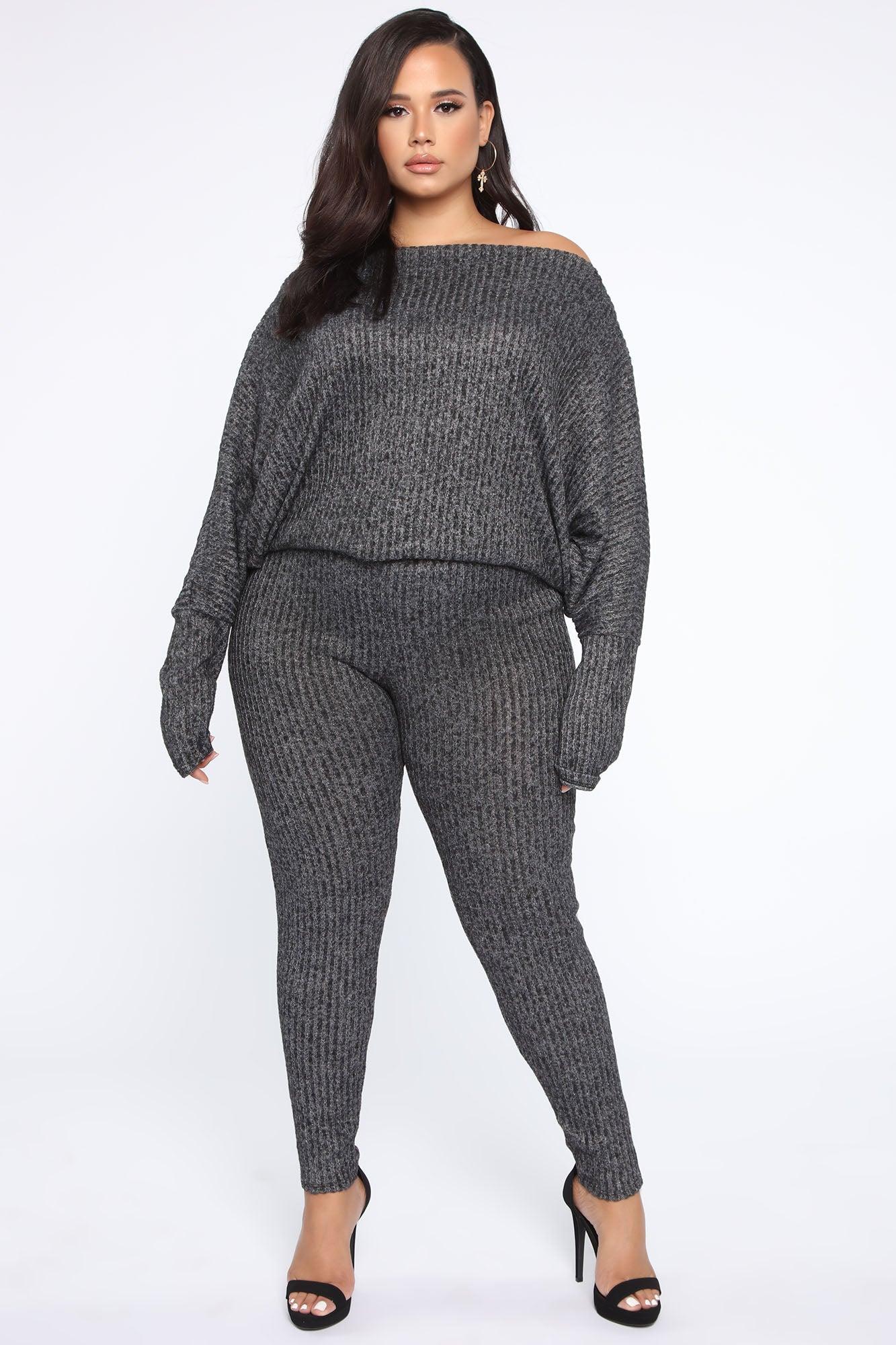 Feeling The Chill Sweater Set - Charcoal Female Product Image
