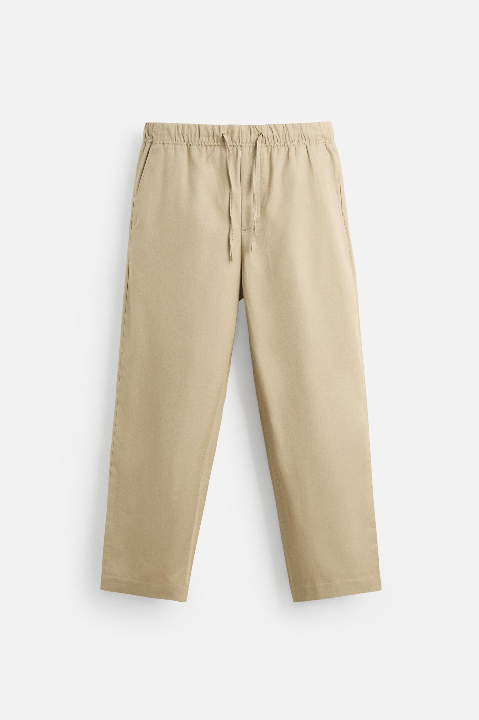 RELAXED FIT COTTON LINEN PANTS Product Image