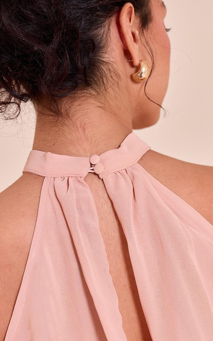 Pale Rose Chiffon Ruffle Off Shoulder Romper Product Image