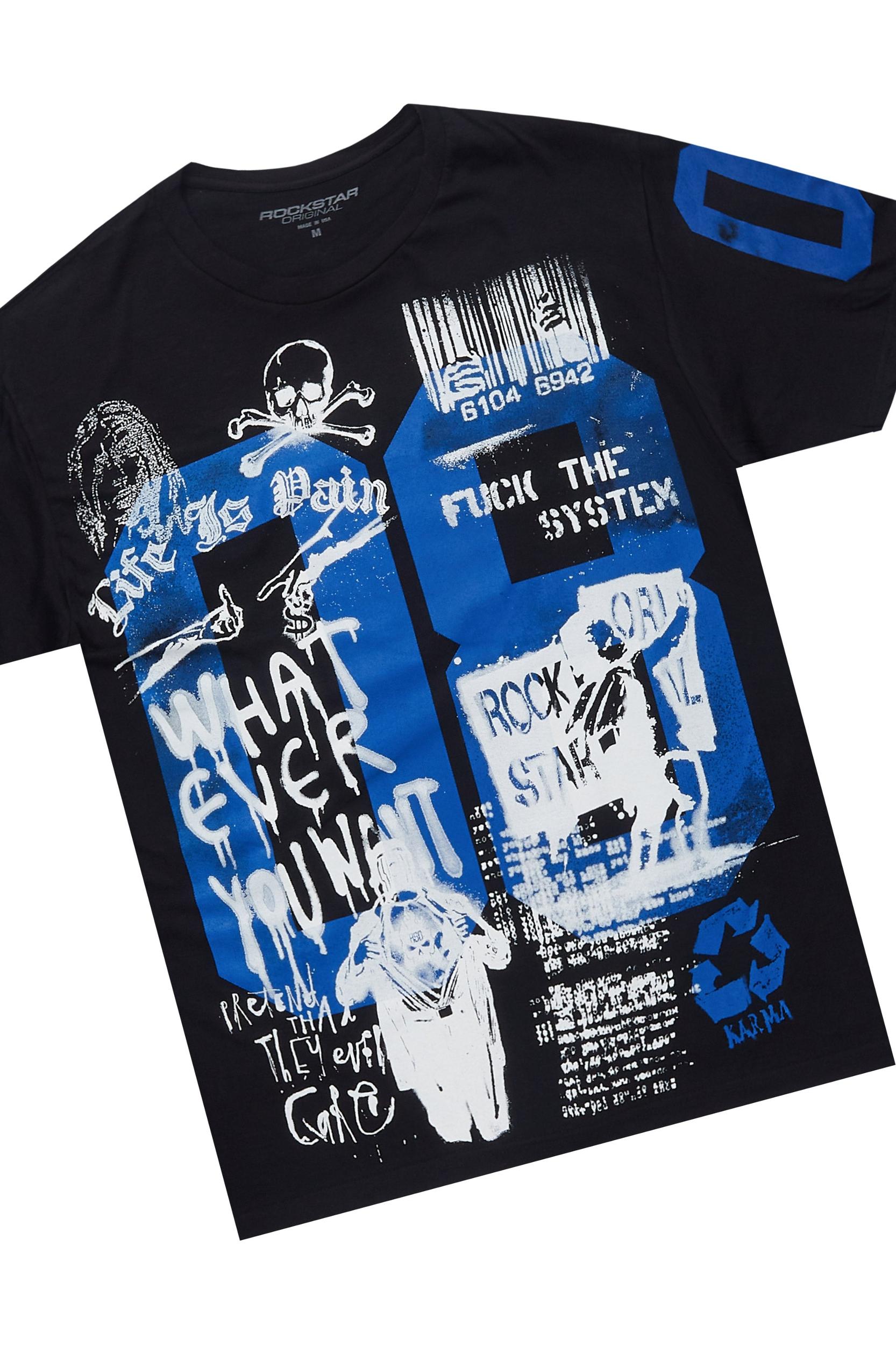 Grill Black/Blue T-Shirt/Denim Short Set Male Product Image