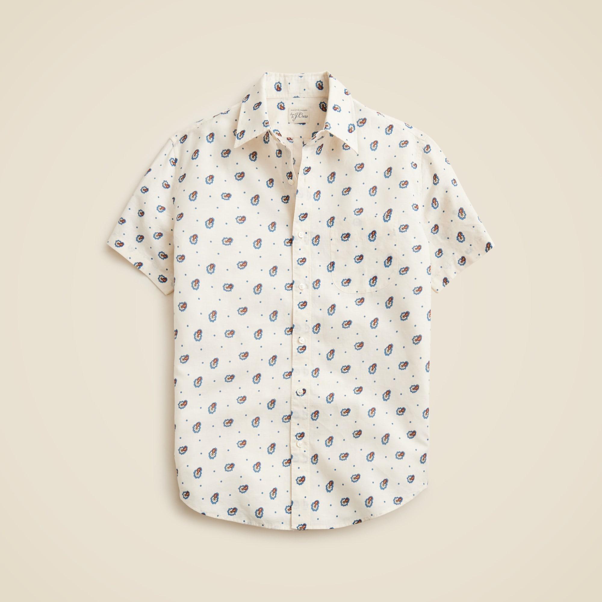 Short-sleeve cotton-linen blend shirt in print Product Image