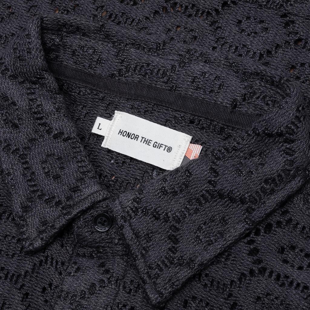 Crochet Button Up - Black Male Product Image