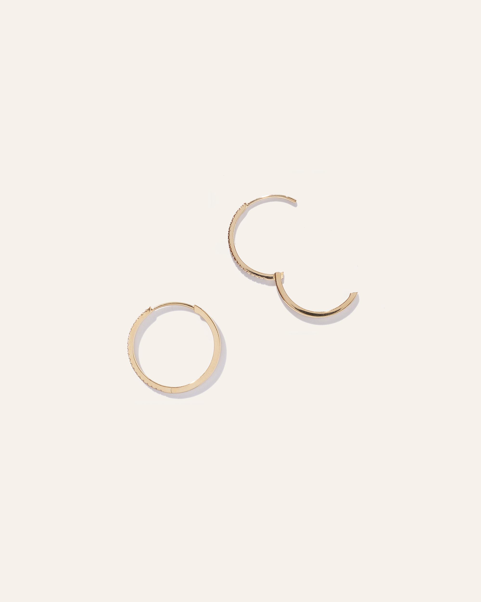 Quince | Women's 14K Gold Pave Diamond Medium Hoop Earrings Product Image