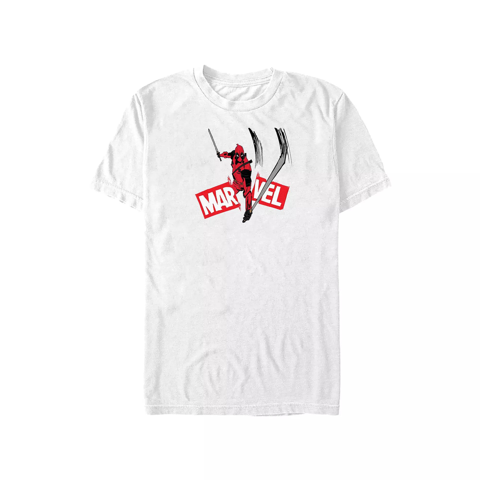 Big & Tall Marvel Deadpool Slashing Marvel Logo Graphic Tee, Men's,  Product Image