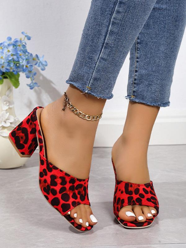 Leopard Open Toe Pumps Sandals Slippers Product Image