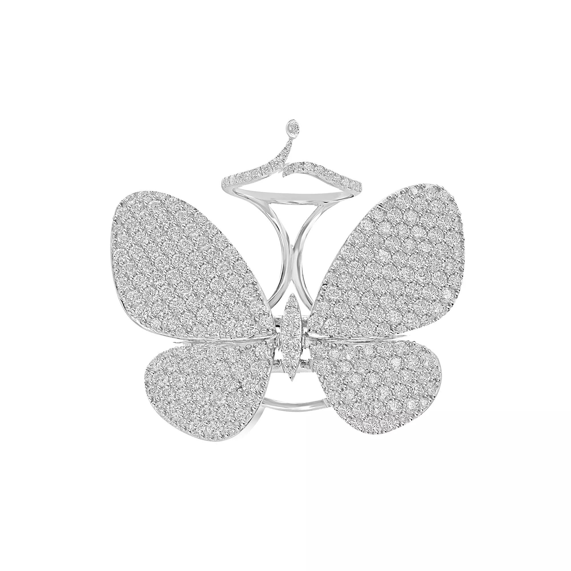 Judy Crowell Sterling Silver Cubic Zirconia Fluttering Butterfly Ring, Women's, Size: 9, White Product Image