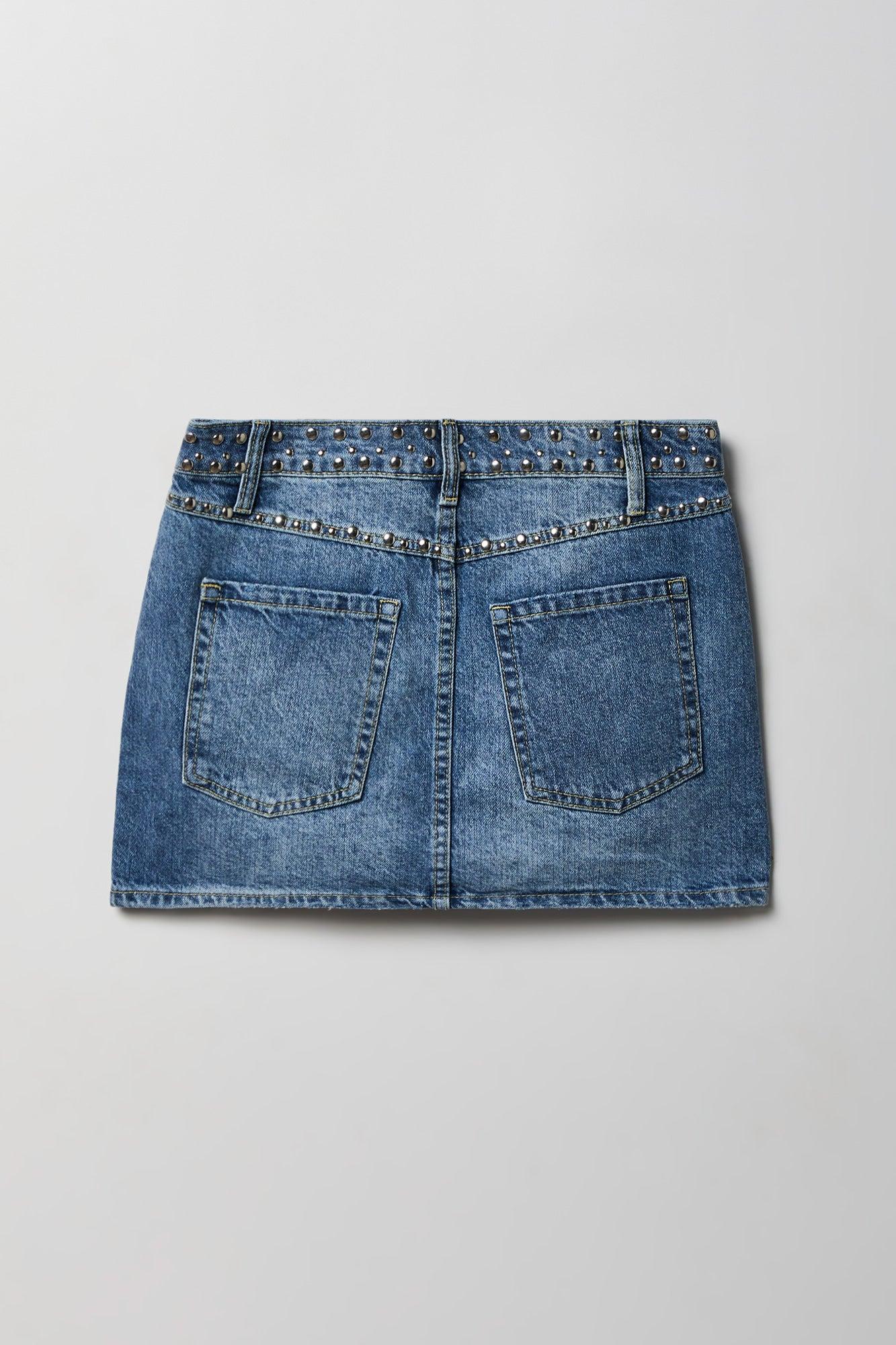 Studded Denim Mini Skirt Female Product Image