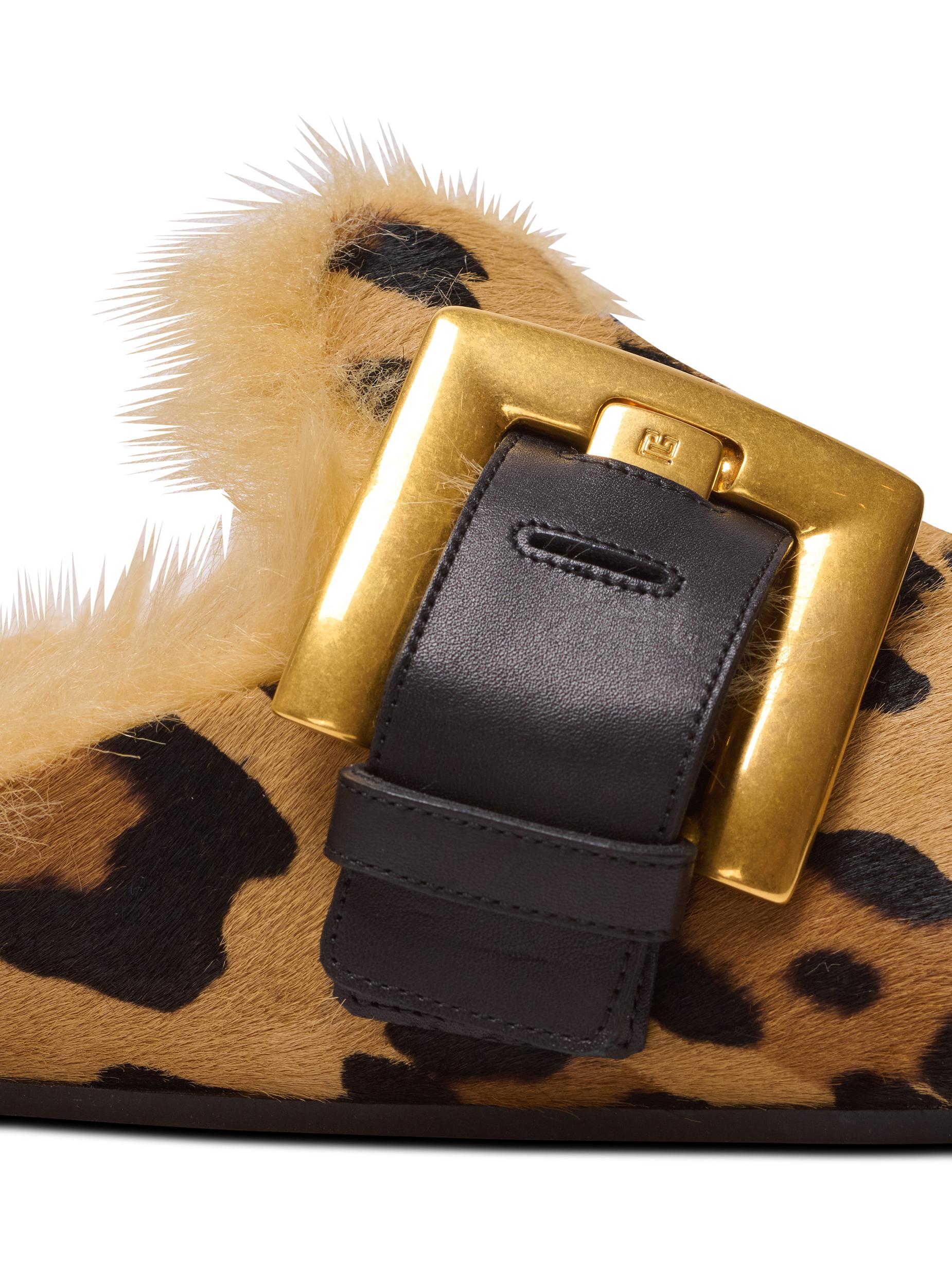 Anthem leopard print ponyskin leather and faux fur mules Product Image