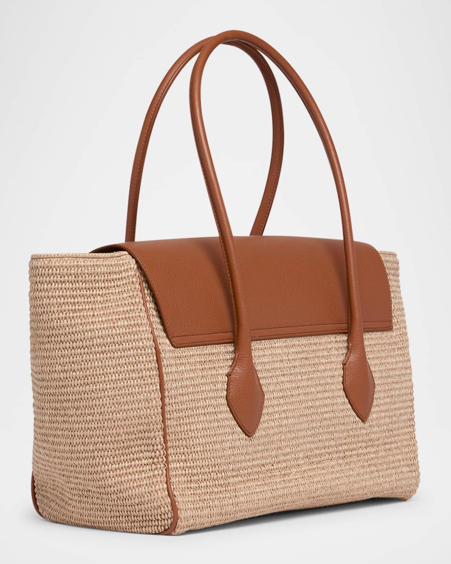 Florence Raffia and Leather Top-Handle Bag Product Image