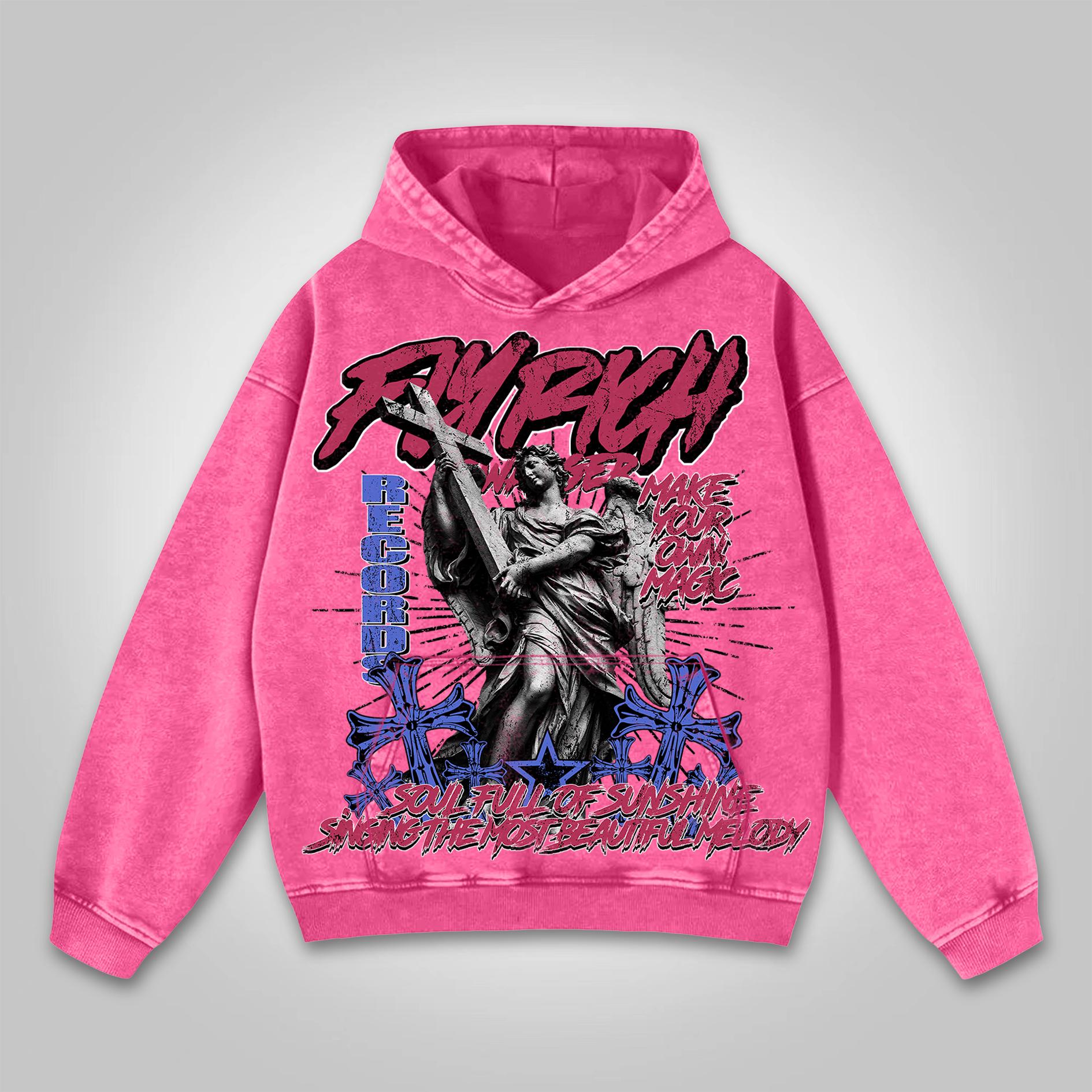 Vintage First Sunday Faith Graphic Acid Washed Oversized Hoodie Product Image