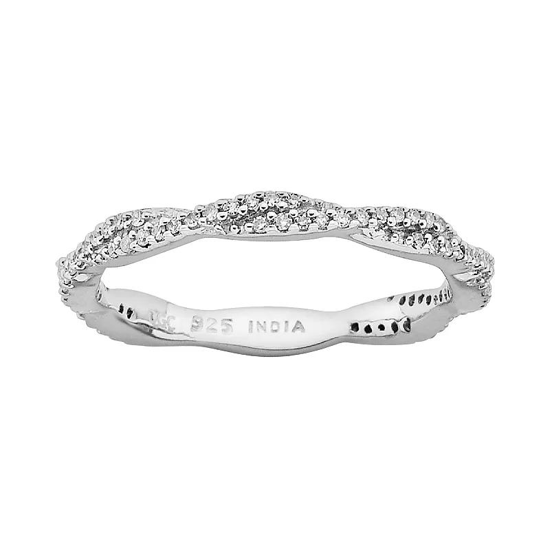 Stacks & Stones Sterling Silver 1/4-ct. T.W. Diamond Twist Stack Ring, Women's,  Product Image