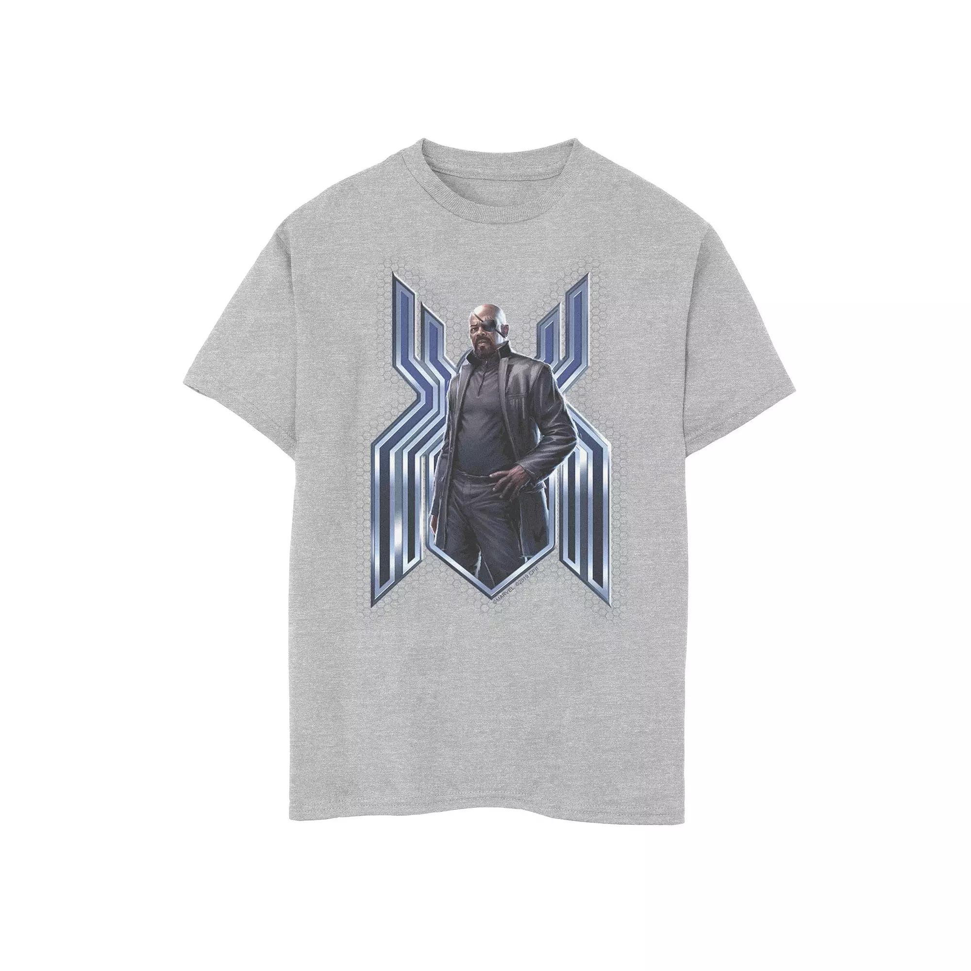 Boys 8-20 Marvel Spider-Man Far From Home Nick Fury Spider-Man Logo Graphic Tee, Boy's, Size: XS, Athletic Grey Product Image