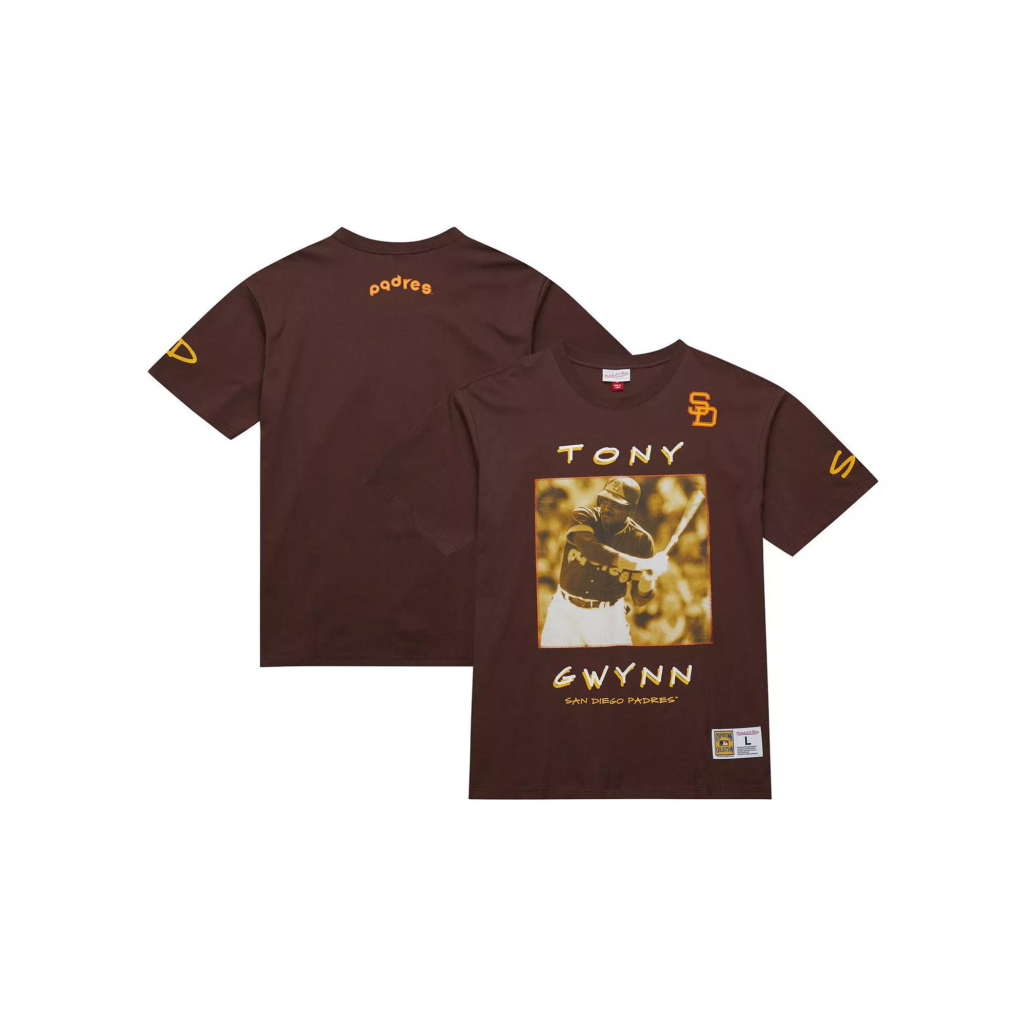 Men's Mitchell & Ness Tony Gwynn Brown San Diego Padres Cooperstown Collection Heavyweight Premium Player Vintage Logo T-Shirt,  Product Image