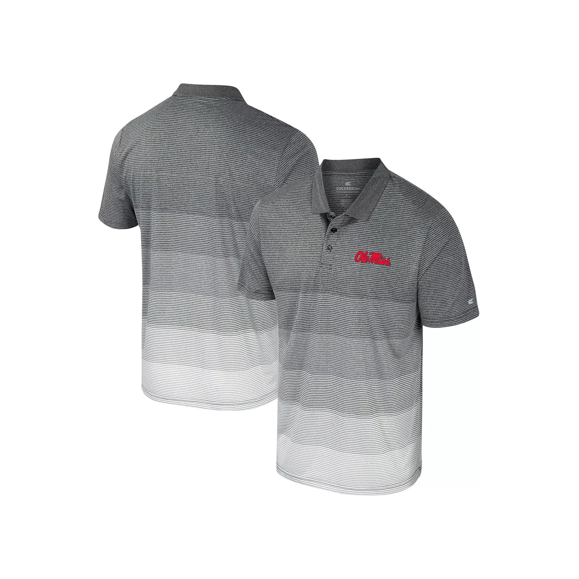 Men's Colosseum Gray Ole Miss Rebels Striped Mesh Polo,  Product Image