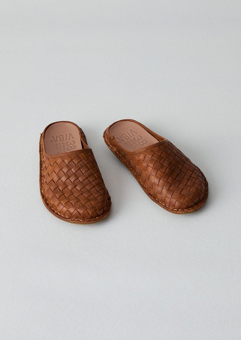 Vibae Roma Leather Woven Mules | Tan Product Image