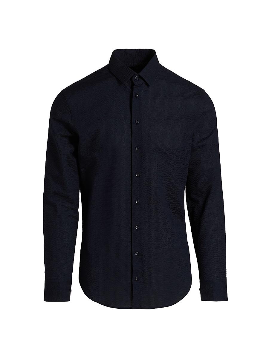 Mens Seersucker Cotton Shirt Product Image