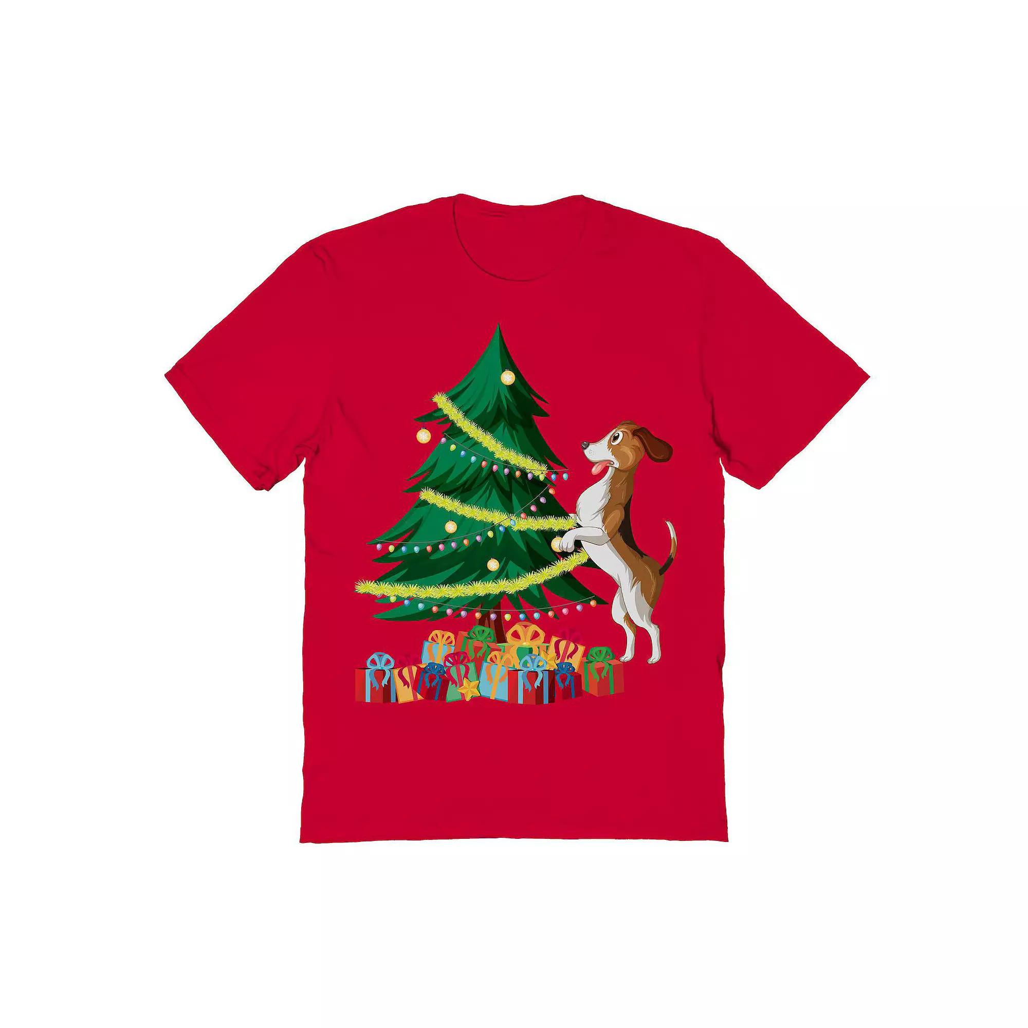 Men's Tree Dog Christmas Graphic Tee, Adult Unisex,  Product Image