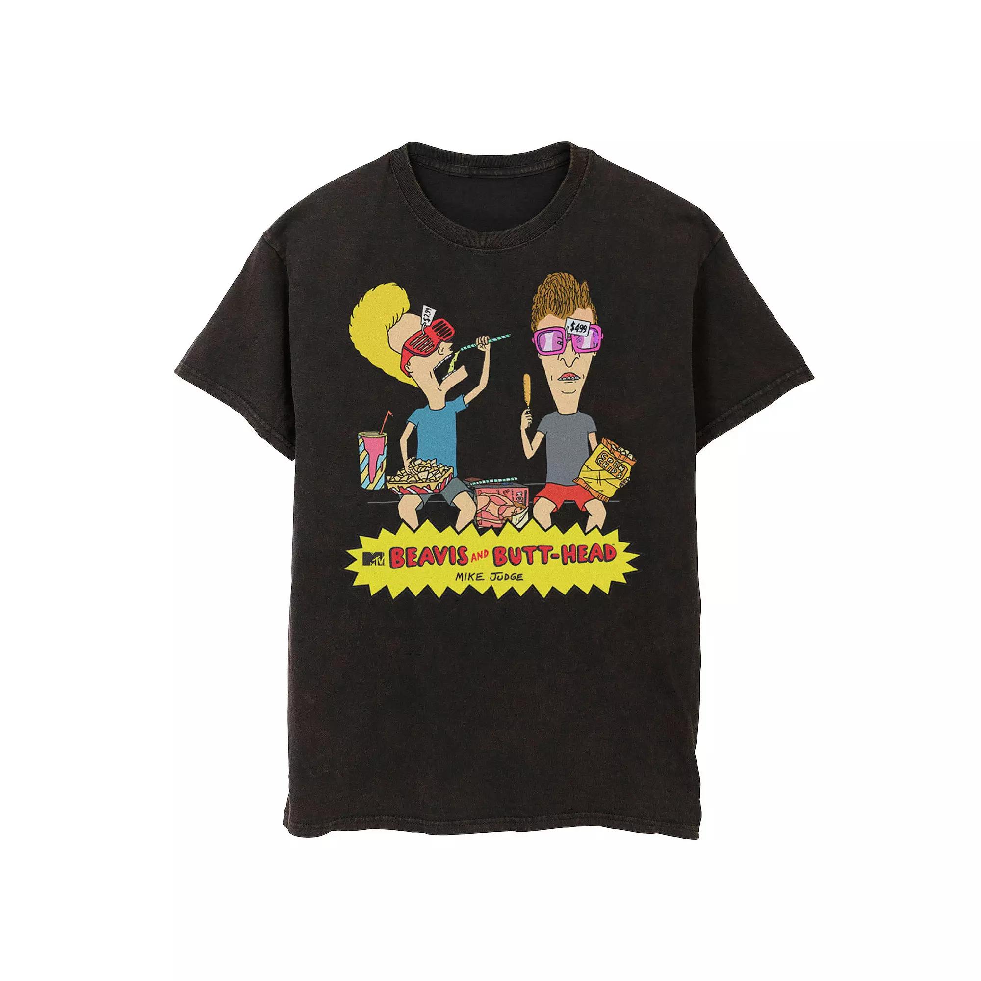 Men's Beavis And Butt-Head Snack Time Wash Graphic Tee,  Product Image