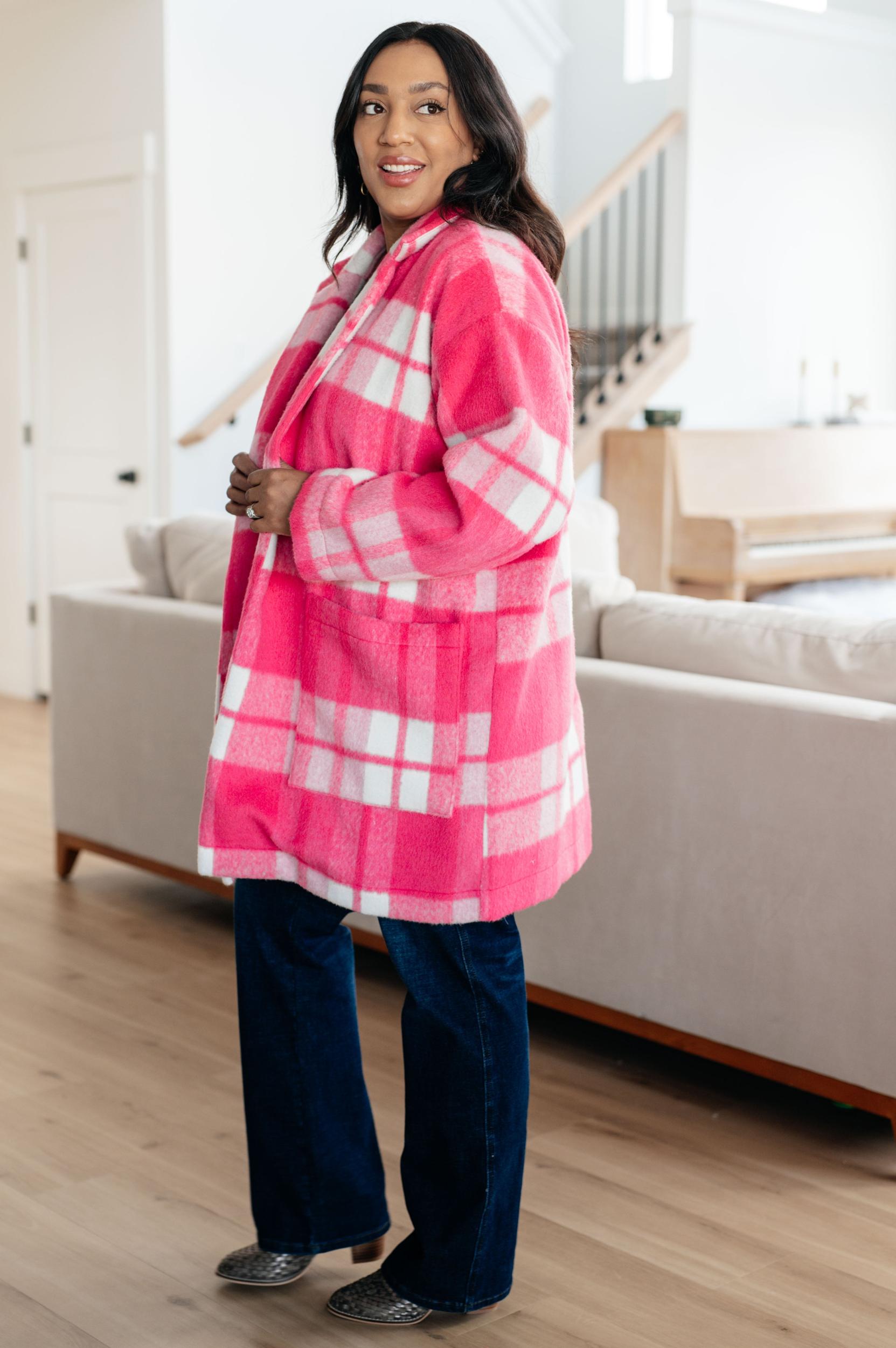 Passion in Plaid Coat in Pink (Online Exclusive) Product Image