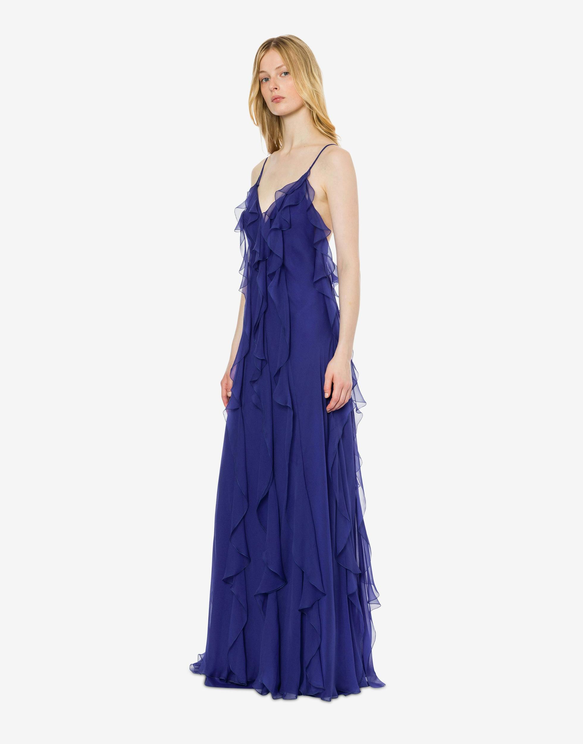 Organic chiffon sleeveless dress with ruffles Product Image