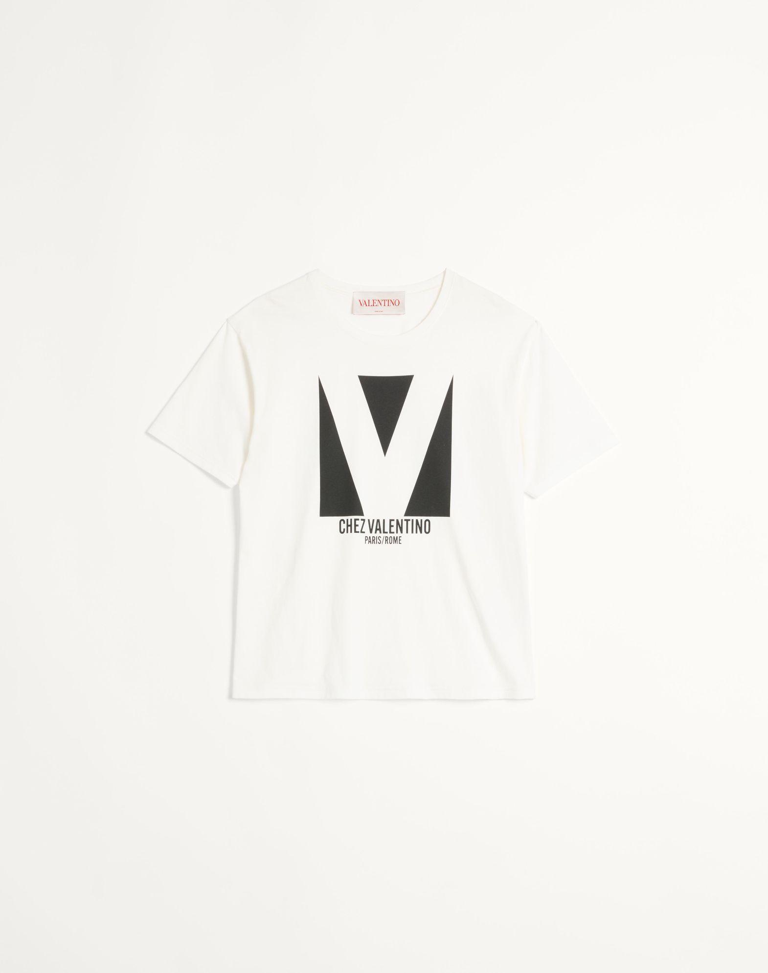 Cotton T-Shirt With Chez Valentino Print Product Image