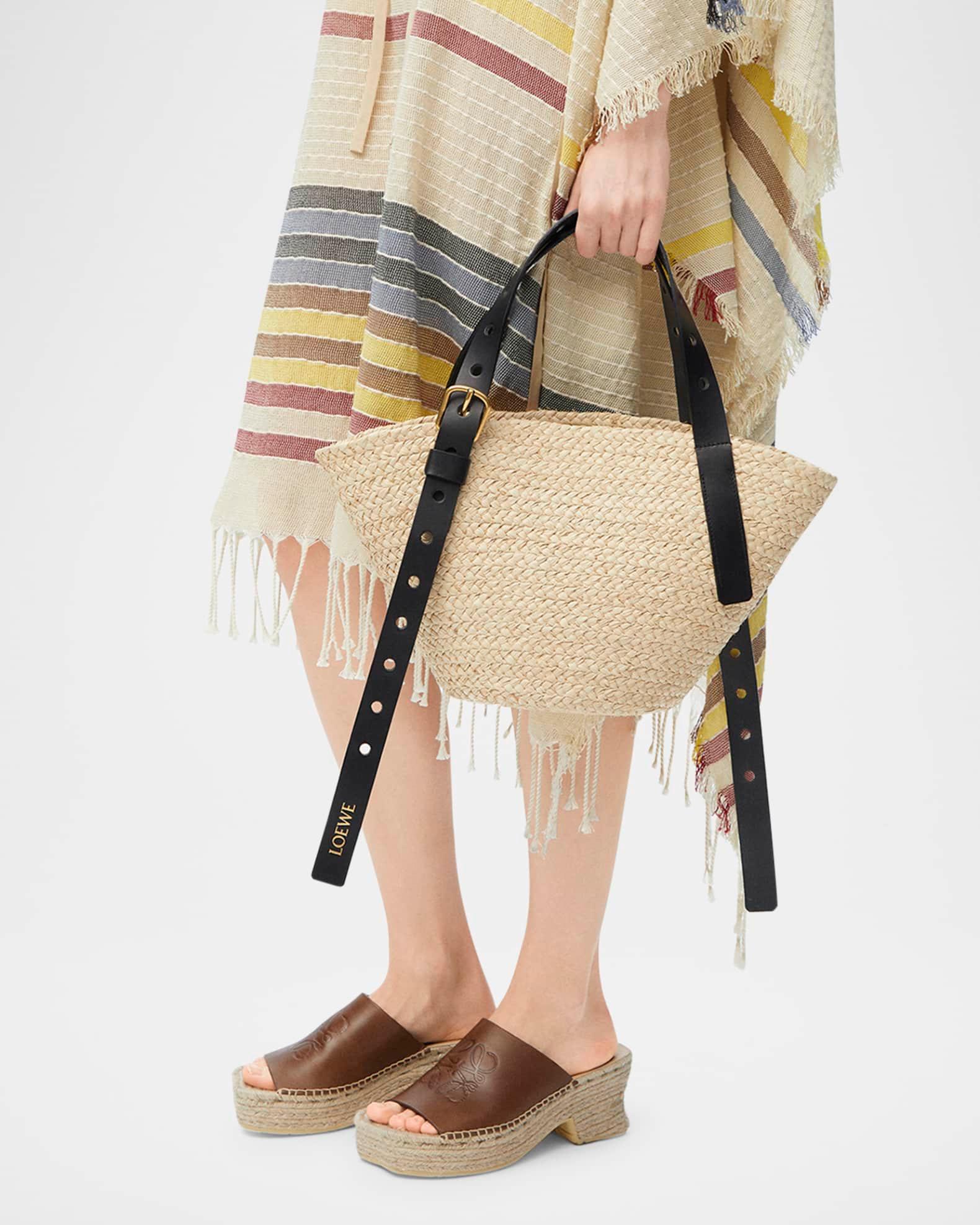 x Paula’s Ibiza Punch Hole Small Basket Shoulder Bag in Raffia Product Image