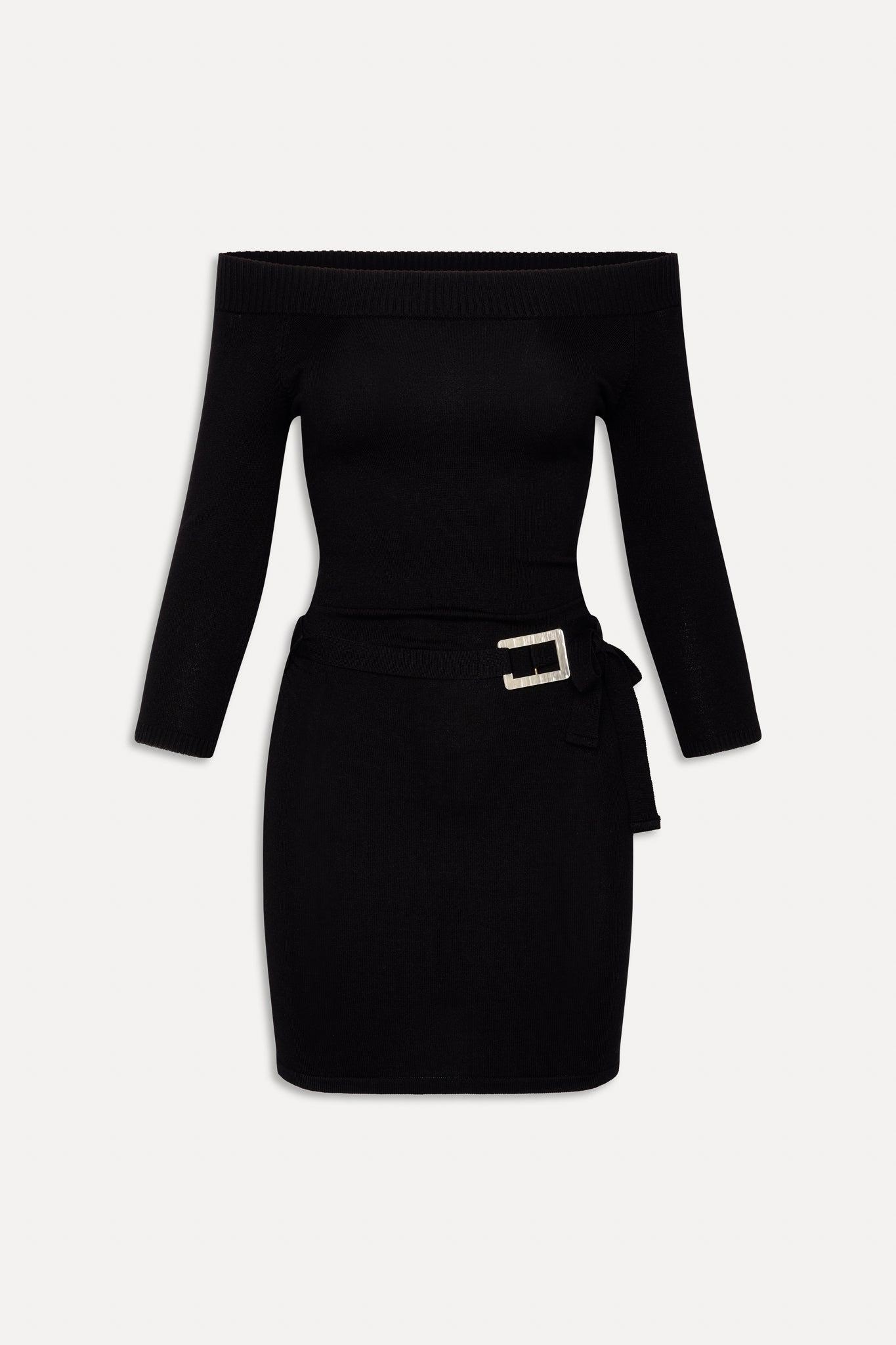 x BELLA HADID Saloon Knit Mini Dress - Black Product Image