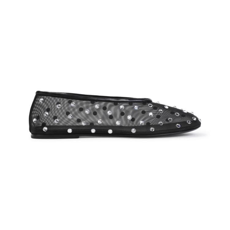 KHAITE Marcy Crystal-embellished Mesh Flats In Black Product Image